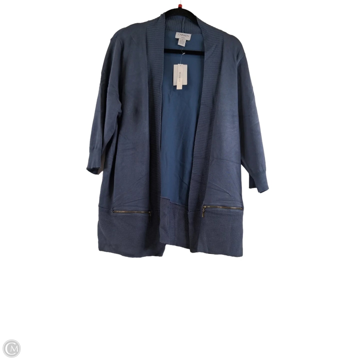 Cardigan By Carmen By Carmen Marc Valvo In Blue, Size: 1x