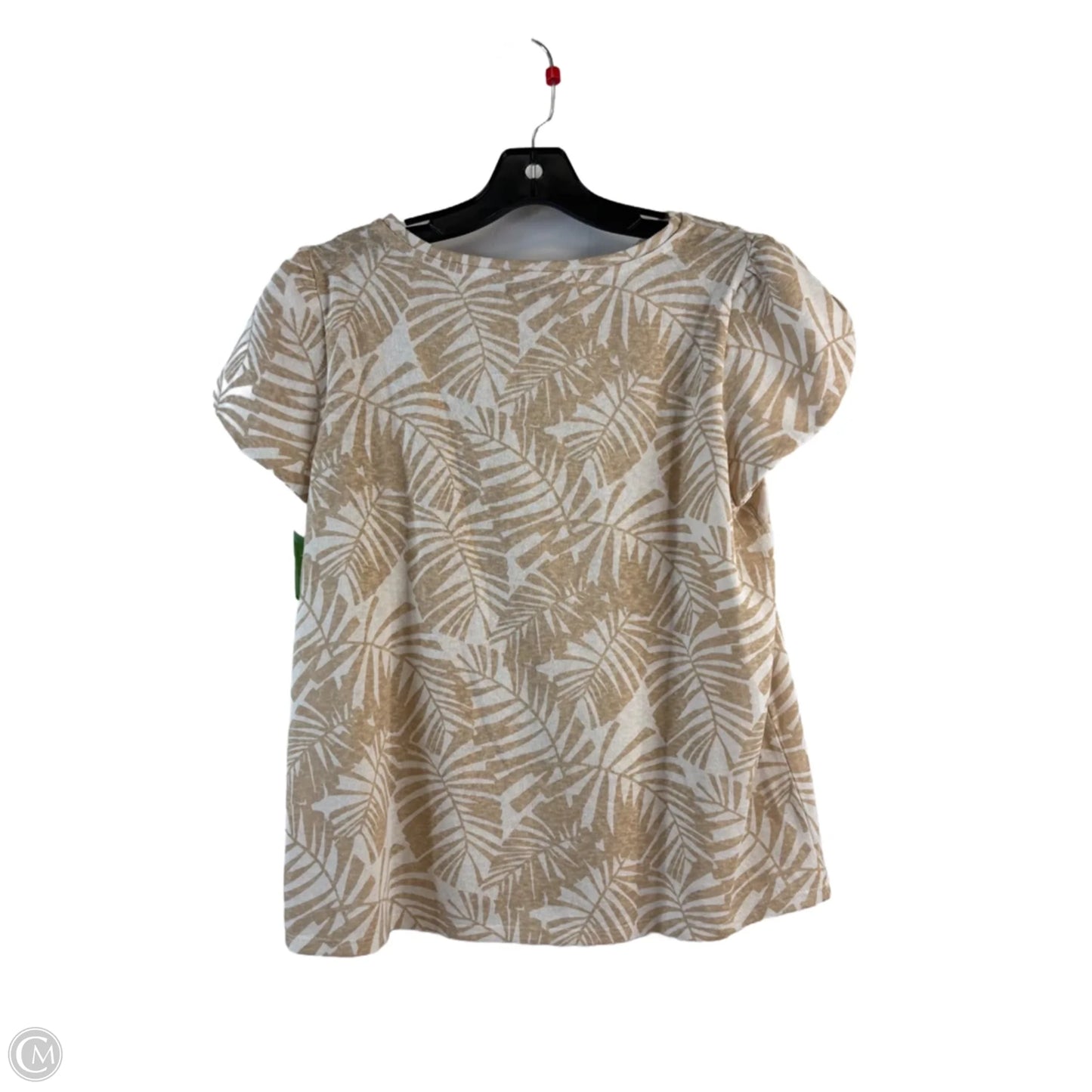 Top Short Sleeve By Loft In Cream & Tan, Size: M