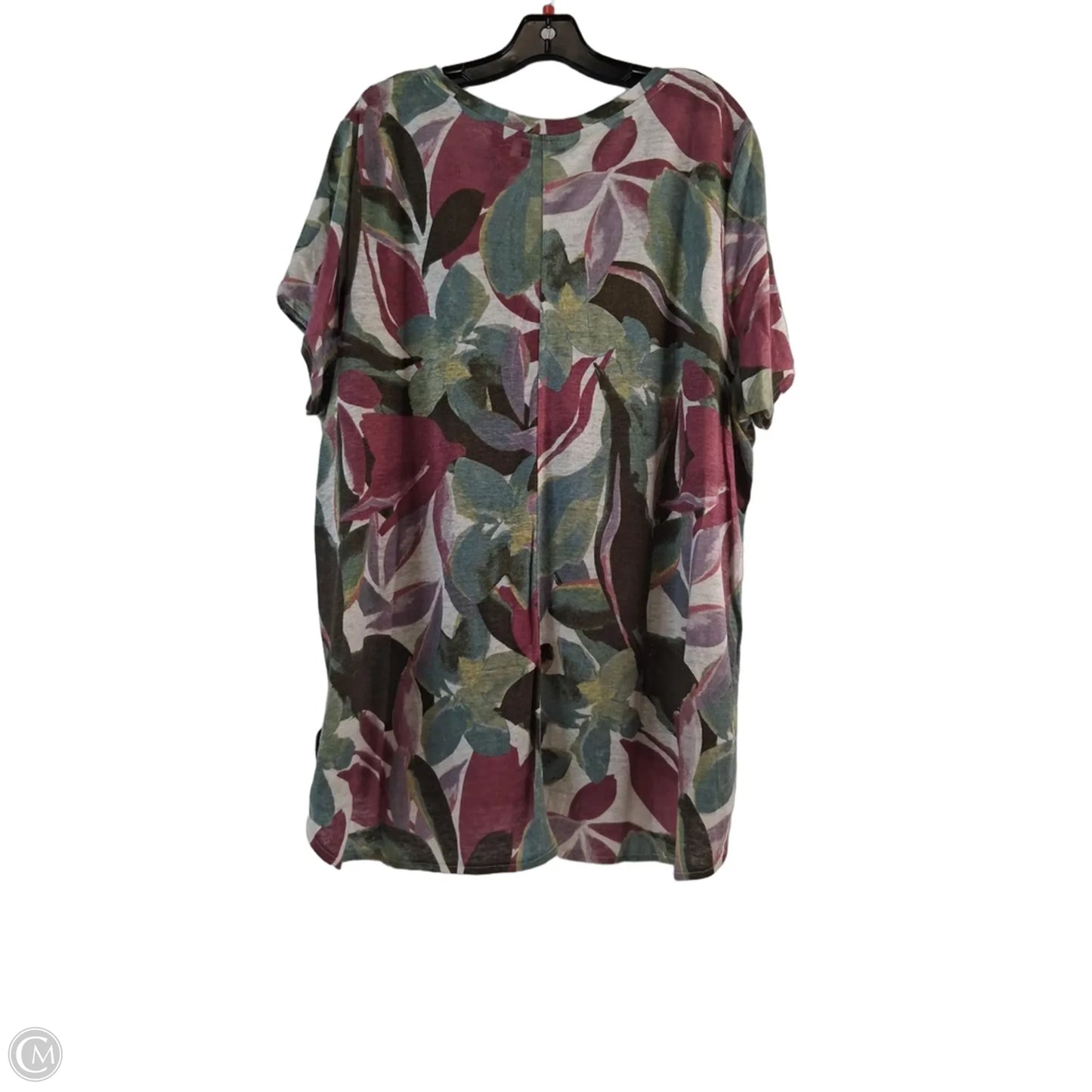 Top Short Sleeve By Tahari In Green & Purple, Size: 2x