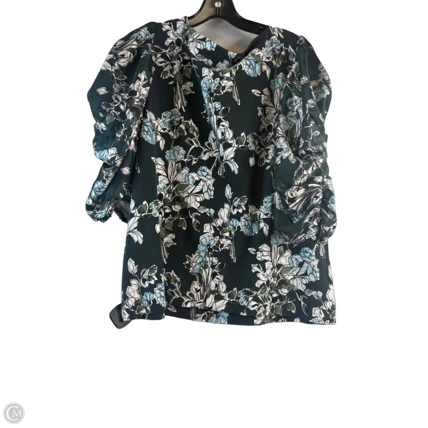 Top Short Sleeve By Chicos In Green & White, Size: L