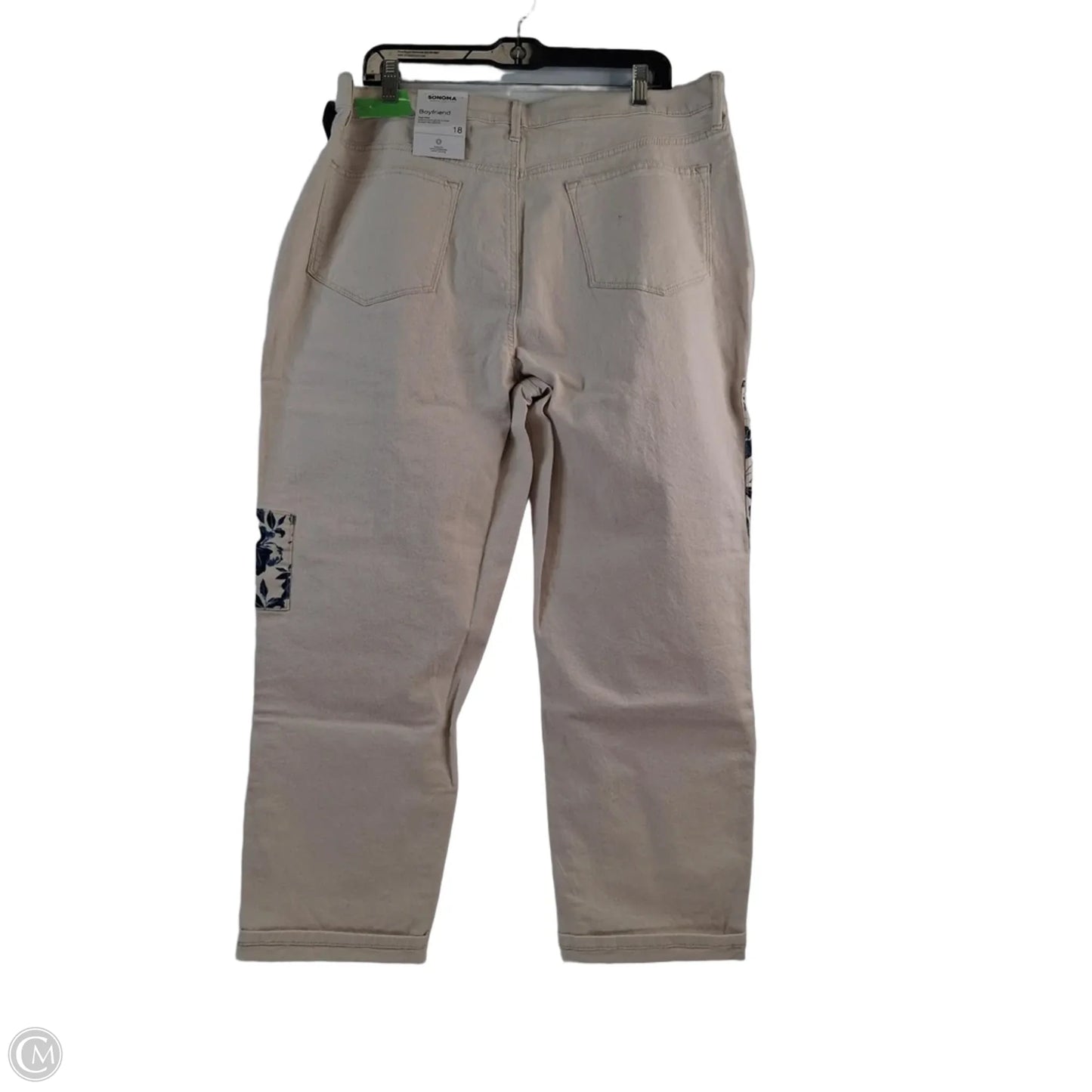 Jeans Cropped By Sonoma In Blue & Cream, Size: 18