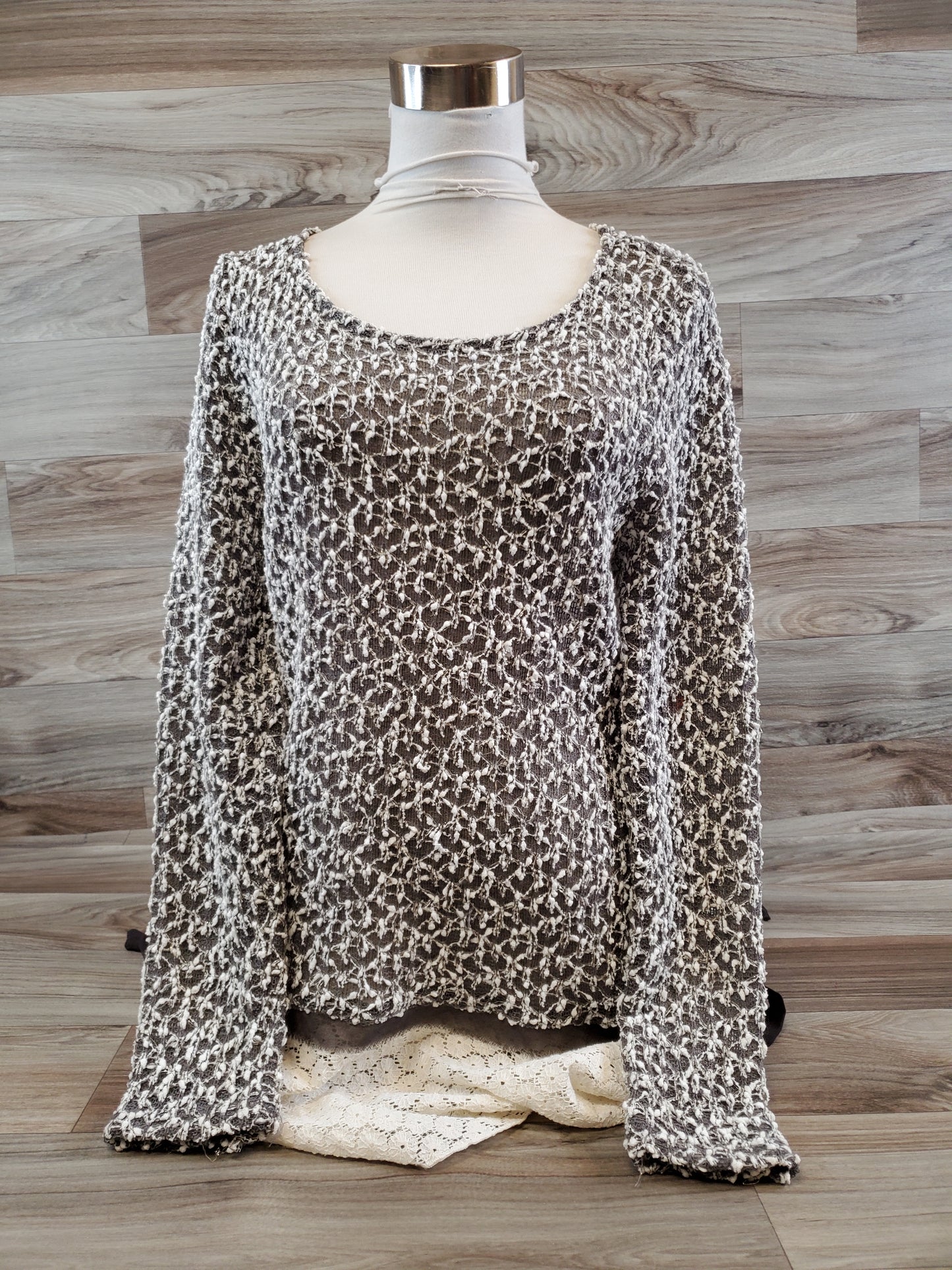 Top 3/4 Sleeve By Areve In Brown & Cream, Size: M