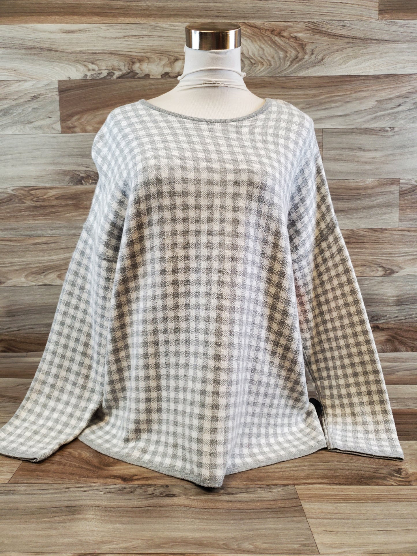 Top Long Sleeve By J. Jill In Grey & White, Size: L