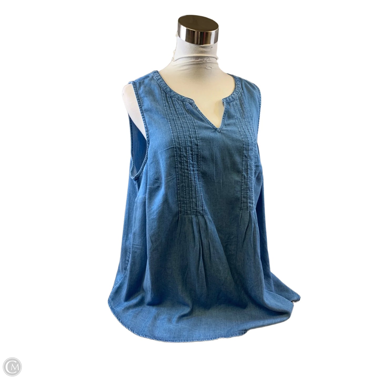 Top Sleeveless By Croft And Barrow In Blue Denim, Size: L