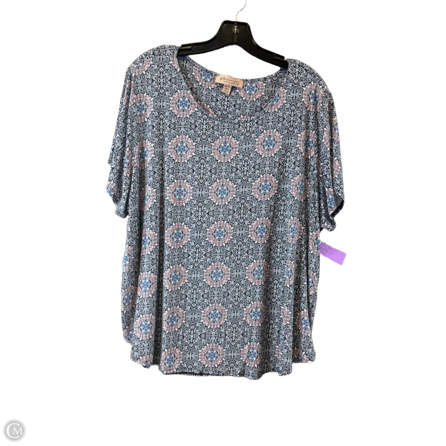 Top Short Sleeve By Philosophy In Blue & Pink, Size: 3x