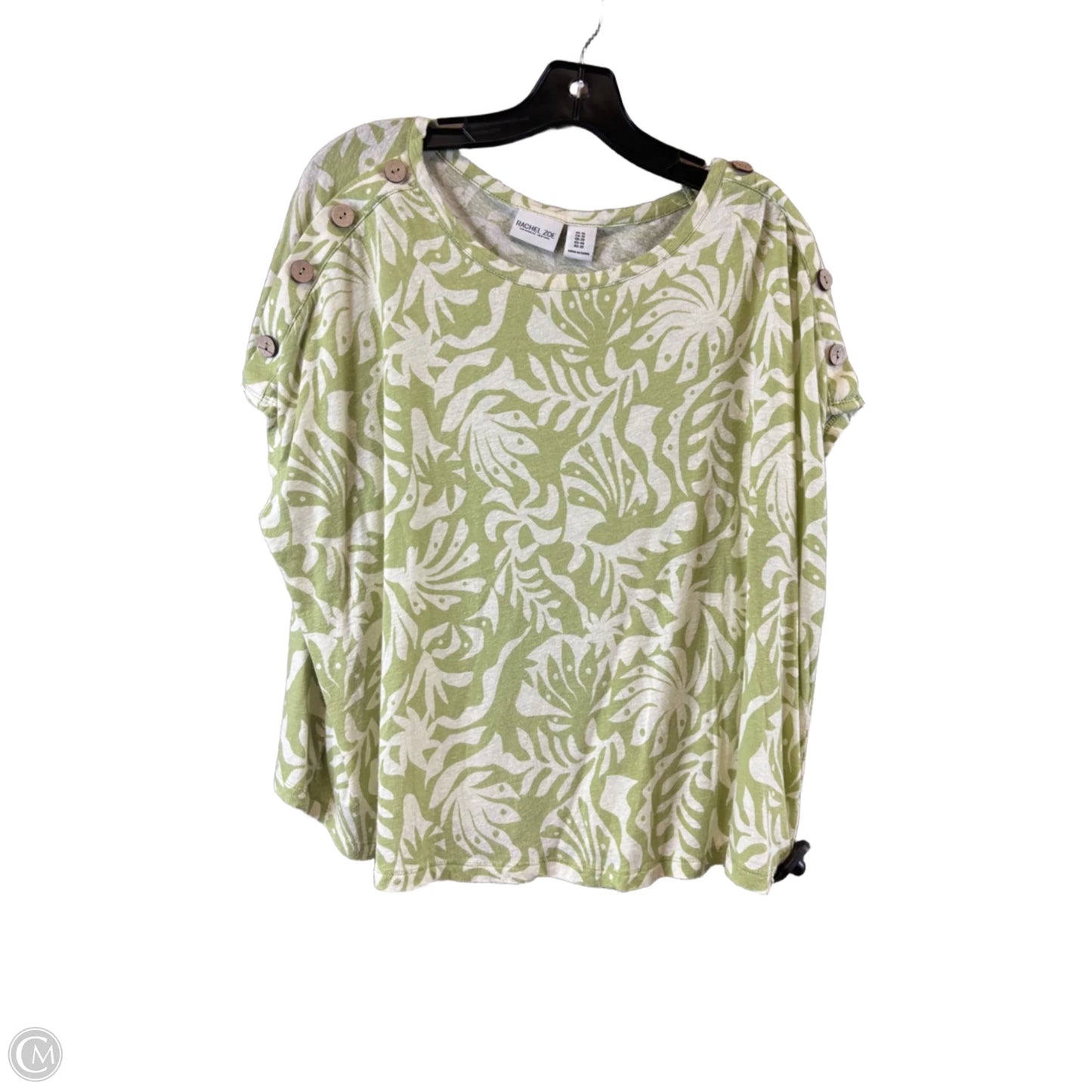 Top Short Sleeve Basic By Rachel Zoe In Cream & Green, Size: 1x
