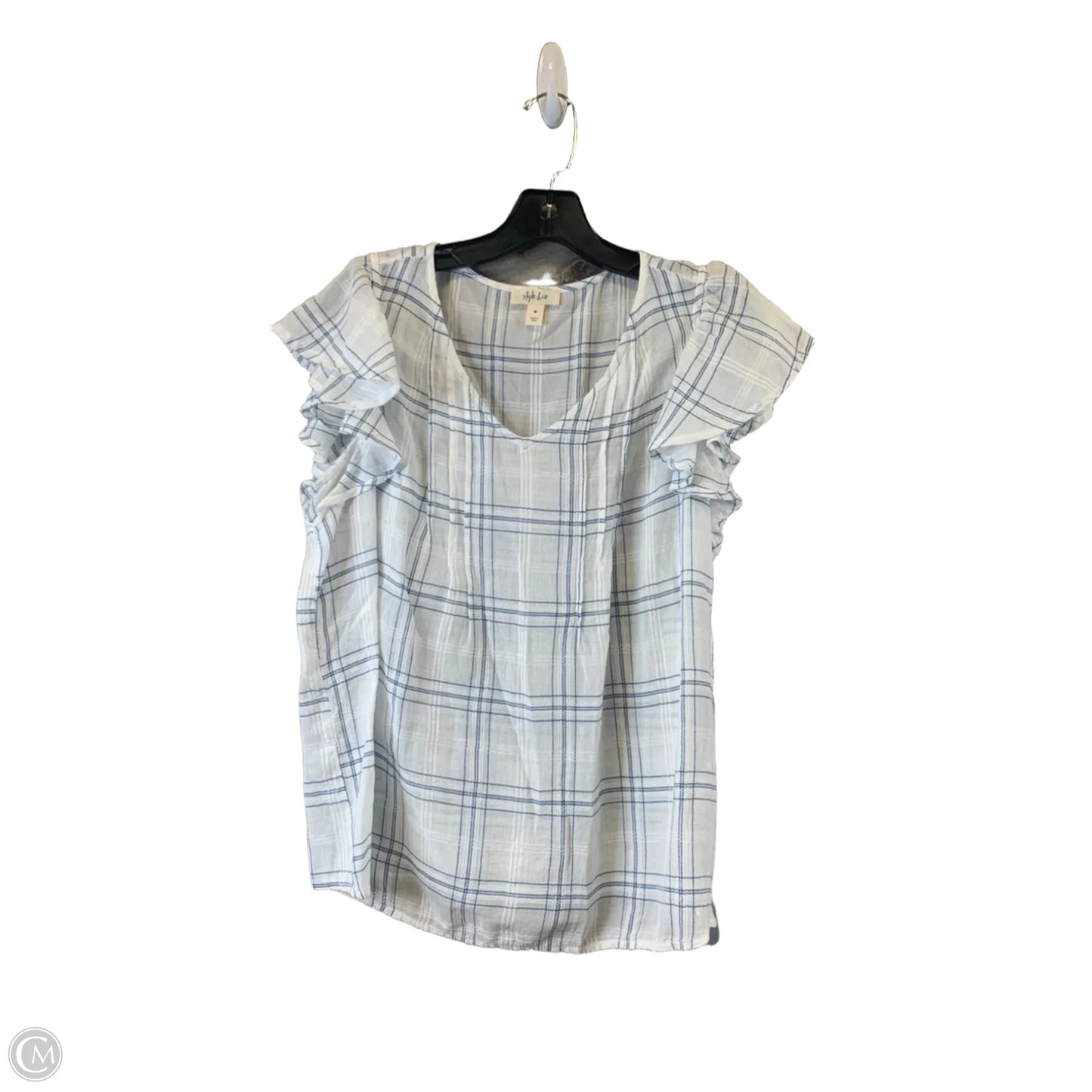 Top Short Sleeve By Style And Co Collection Women In Blue & White, Size: M