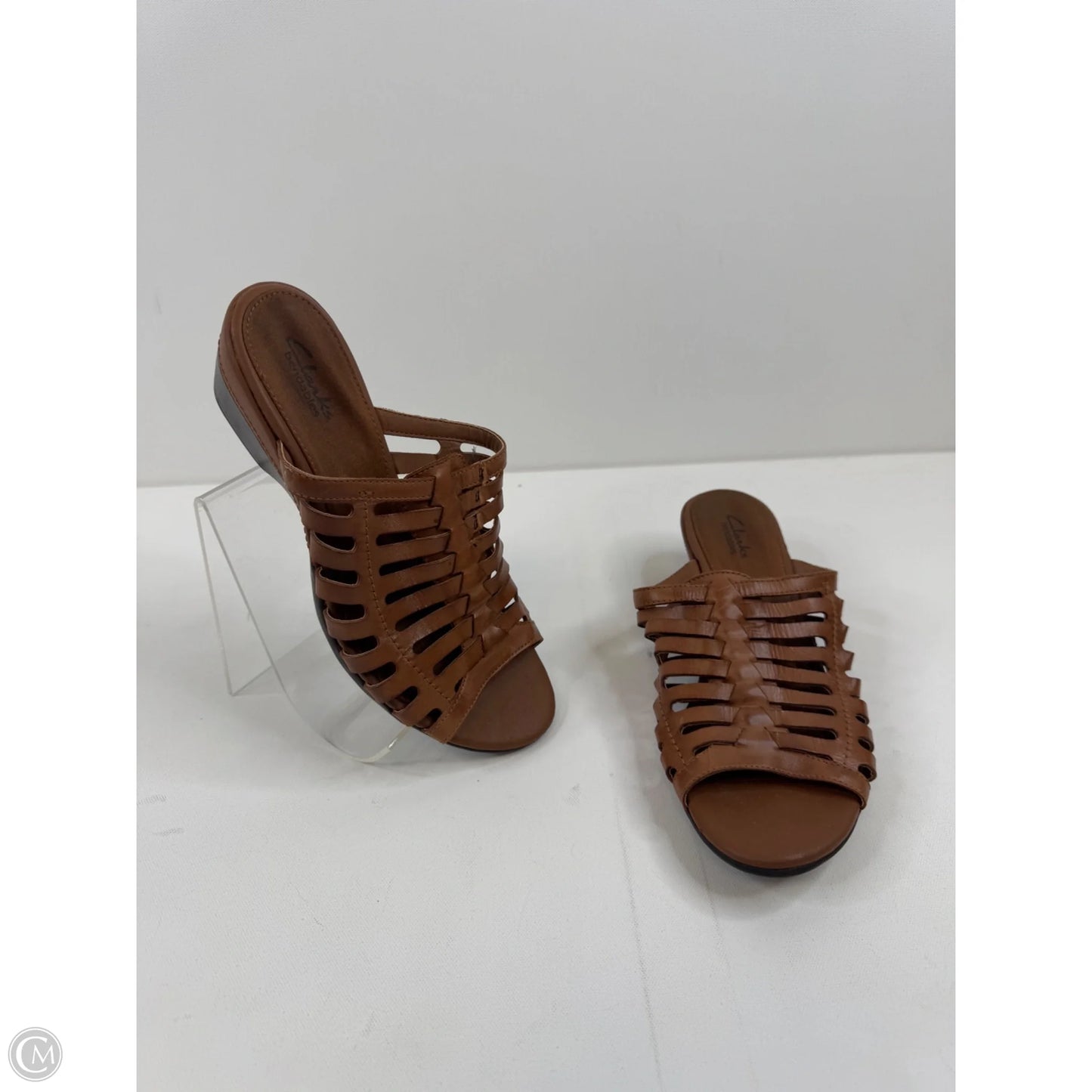 Sandals Heels Wedge By Clarks In Brown, Size: 9.5