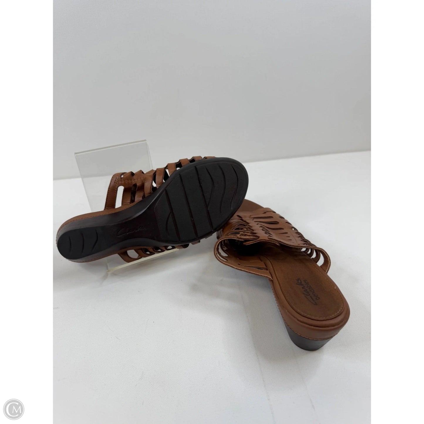 Sandals Heels Wedge By Clarks In Brown, Size: 9.5