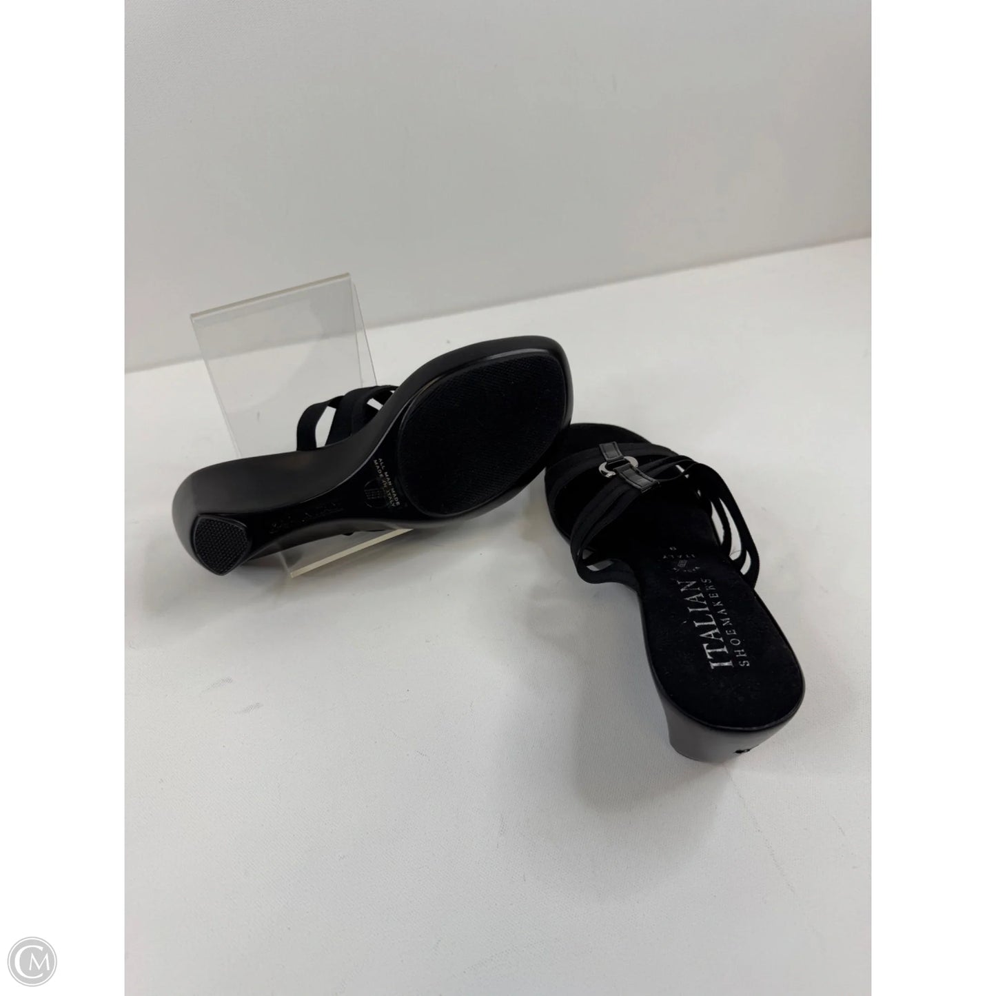 Sandals Heels Wedge By Italian Shoemakers In Black, Size: 9