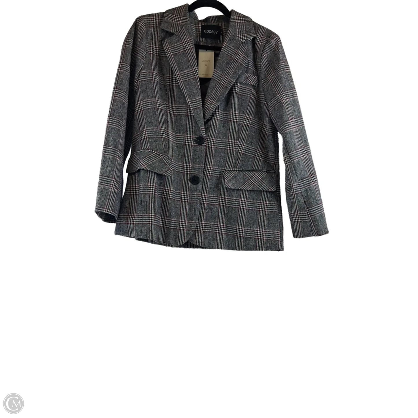 Blazer By Clothes Mentor In Grey & Red, Size: M