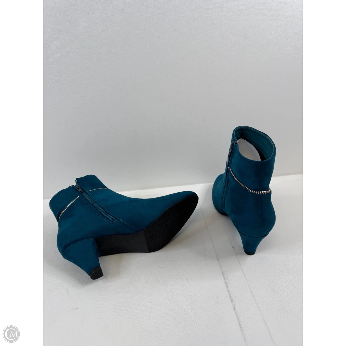 Boots Ankle Heels By Clothes Mentor In Teal, Size: 8.5