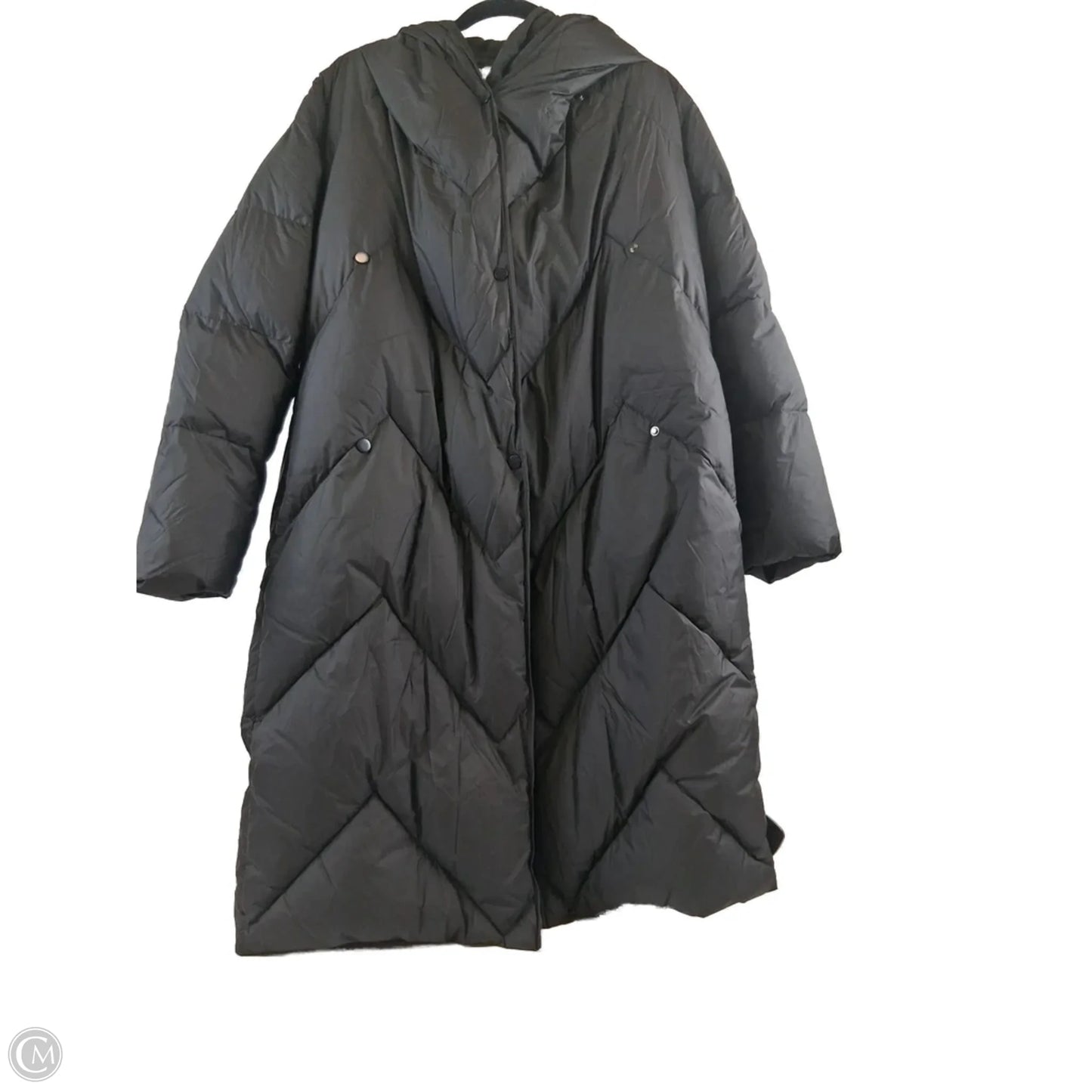 Coat Trench Coat By Clothes Mentor In Black, Size: Xl