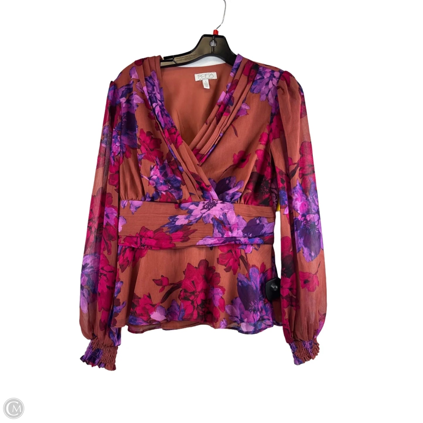 Top Long Sleeve By Sofia By Sofia Vergara In Brown & Purple, Size: S