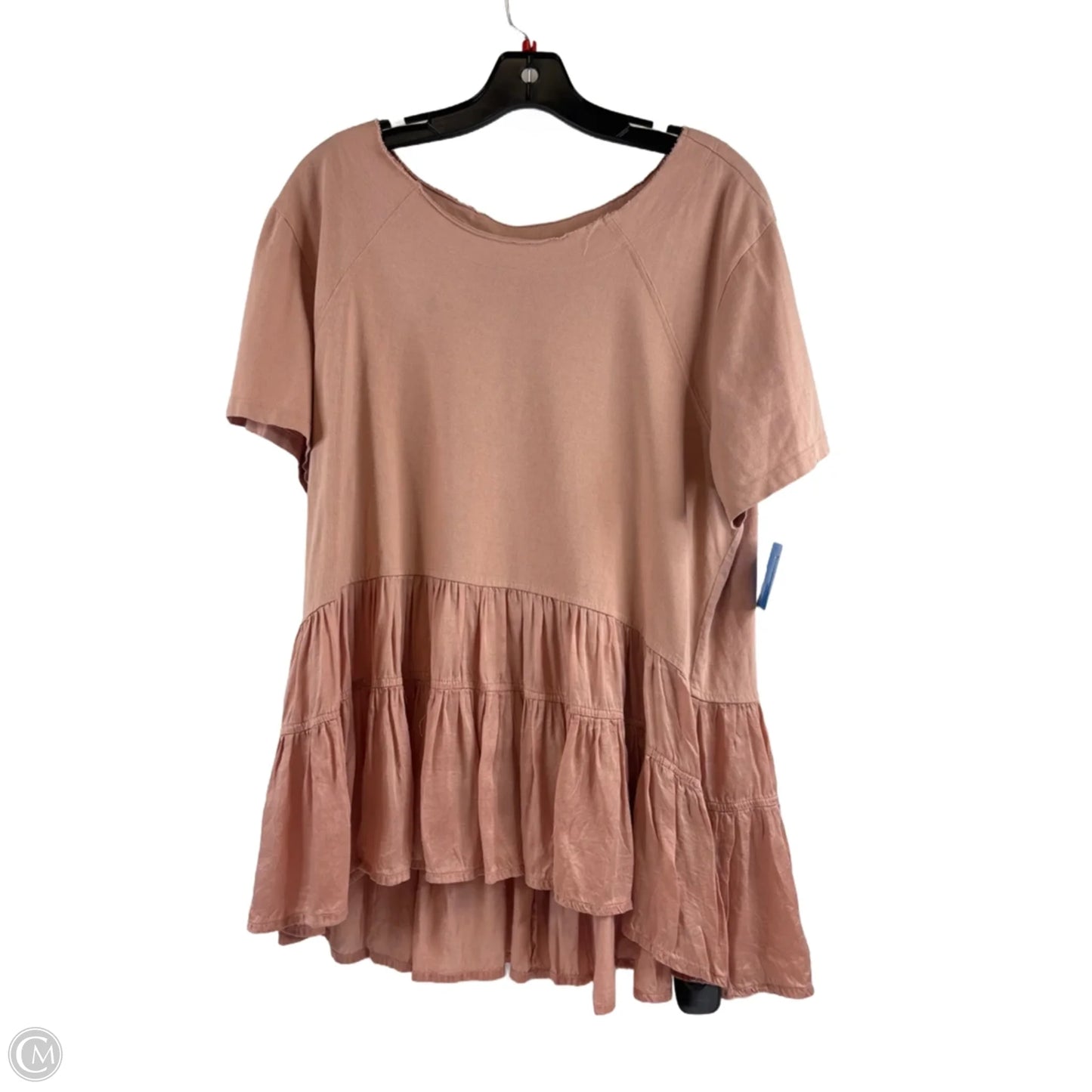 Top Short Sleeve By Anthropologie In Peach, Size: Xl