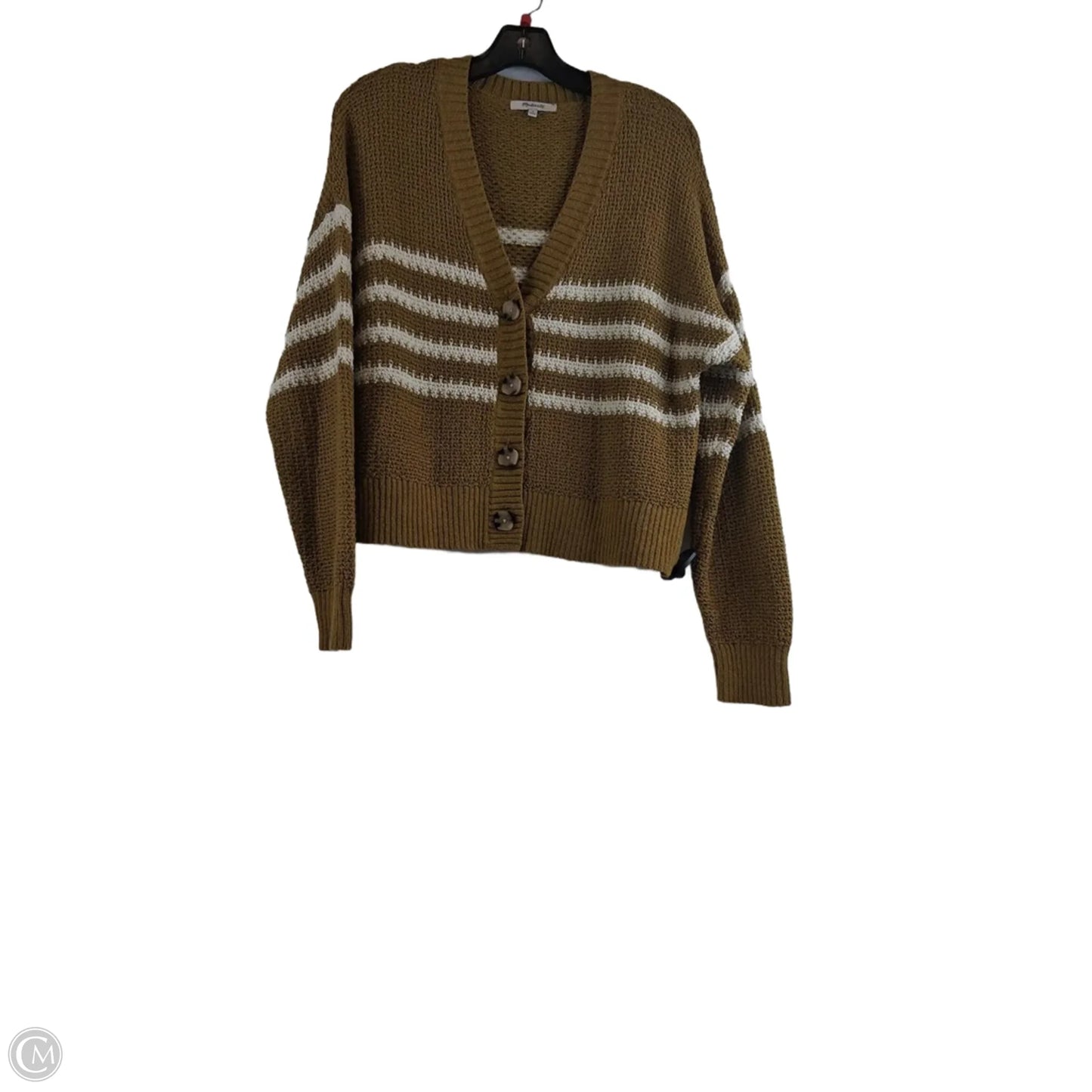 Sweater Cardigan By Madewell In White & Yellow, Size: M