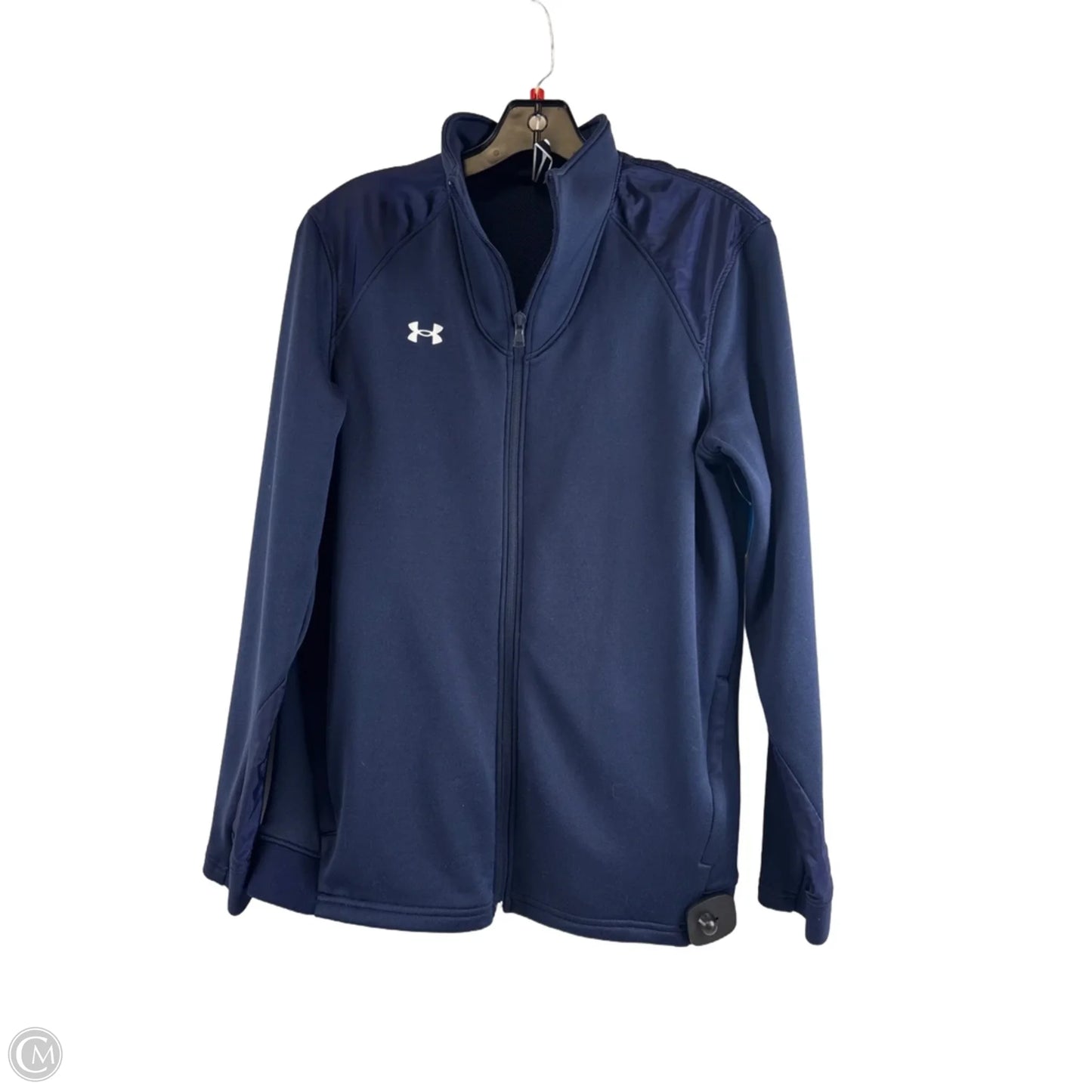 Athletic Top Long Sleeve Collar By Under Armour In Navy, Size: M