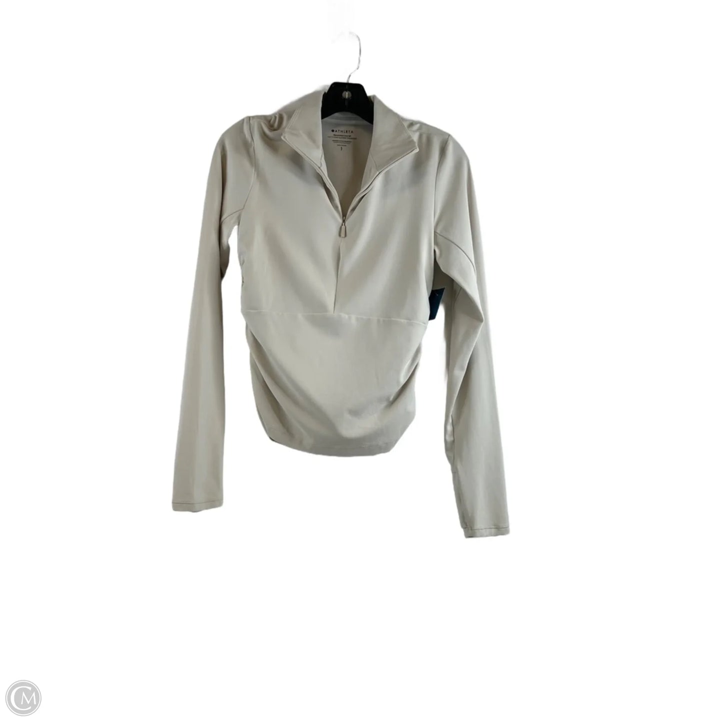 Athletic Top Long Sleeve Collar By Athleta In Cream, Size: S