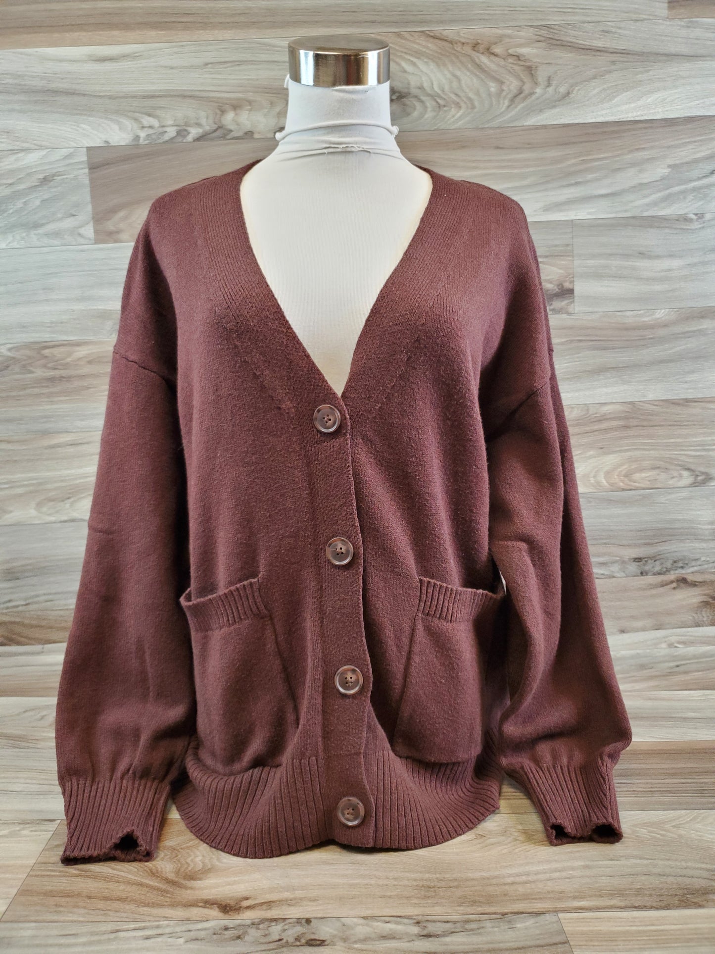 Sweater Cardigan By A New Day In Brown, Size: M