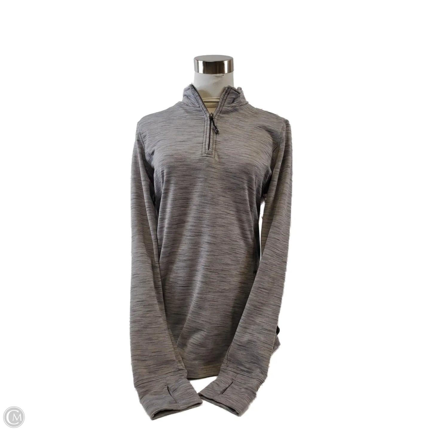 Athletic Top Long Sleeve Collar By Kyodan In Grey, Size: M