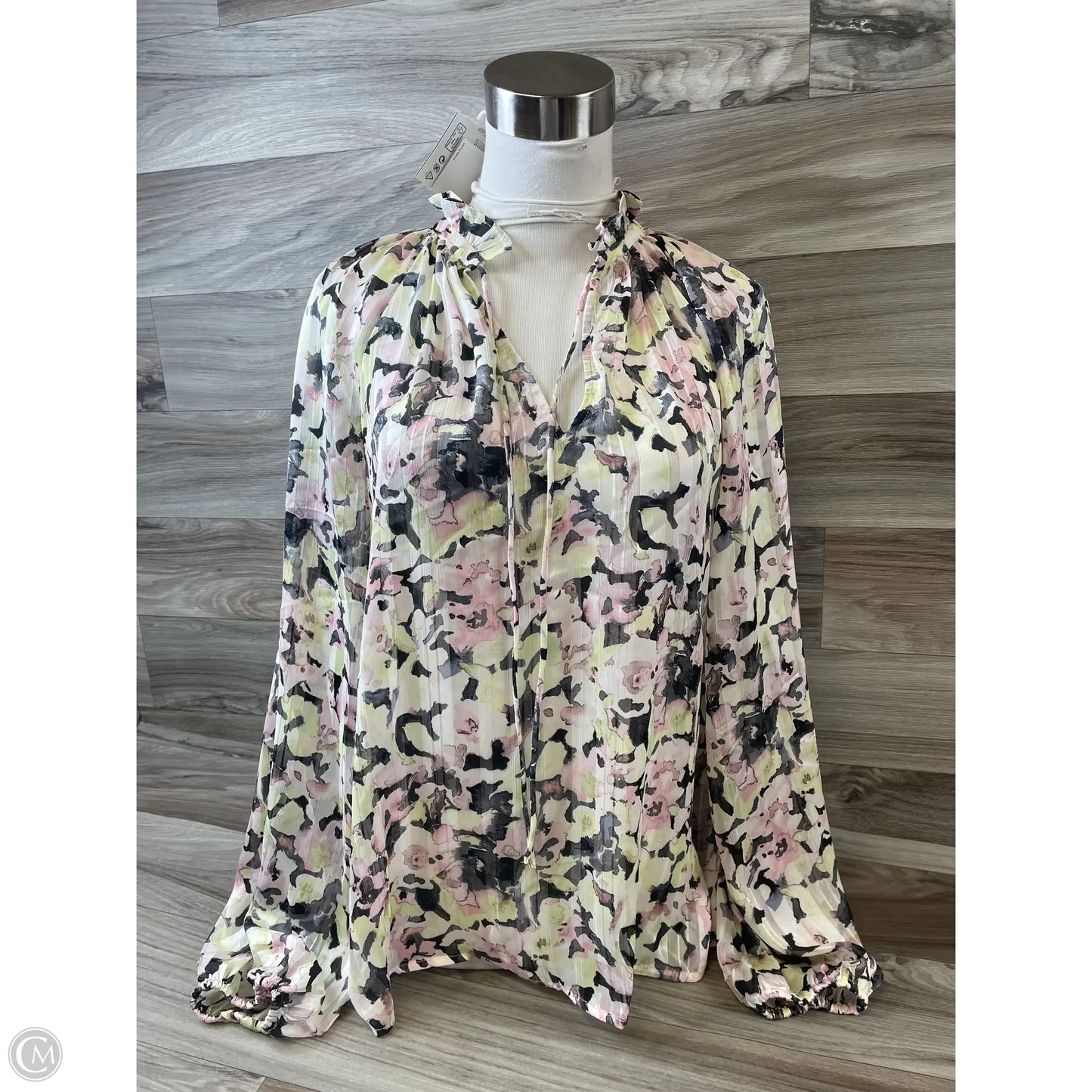 Top Long Sleeve By H&m In Pink & Yellow, Size: Xs