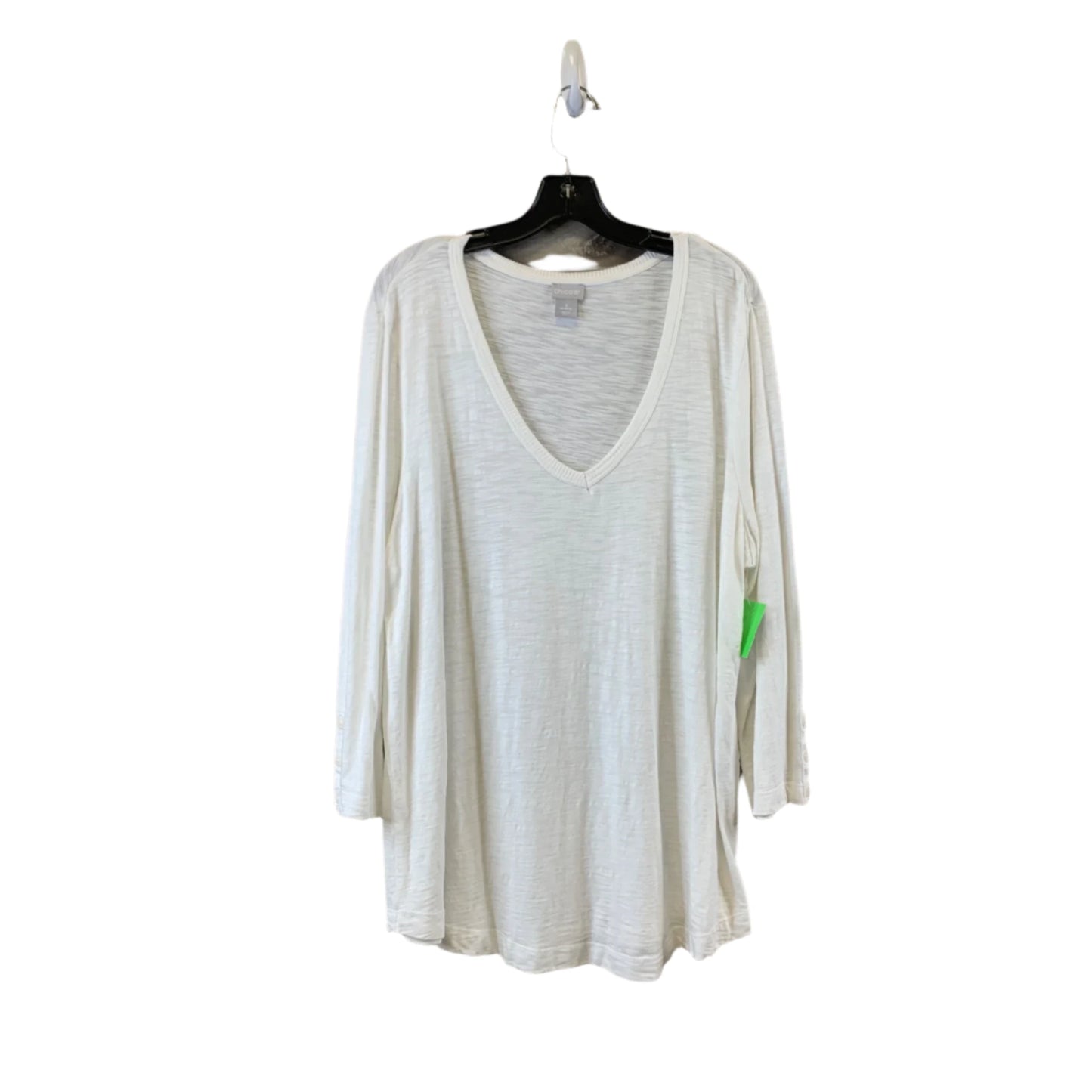 Top 3/4 Sleeve By Chicos In White, Size: Xl