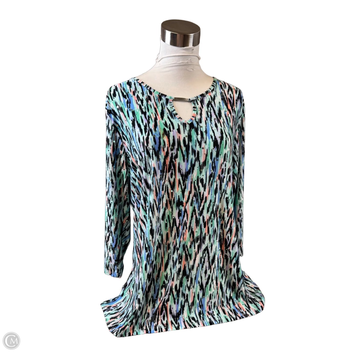 Top 3/4 Sleeve Basic By Cmf In Black & Green, Size: L