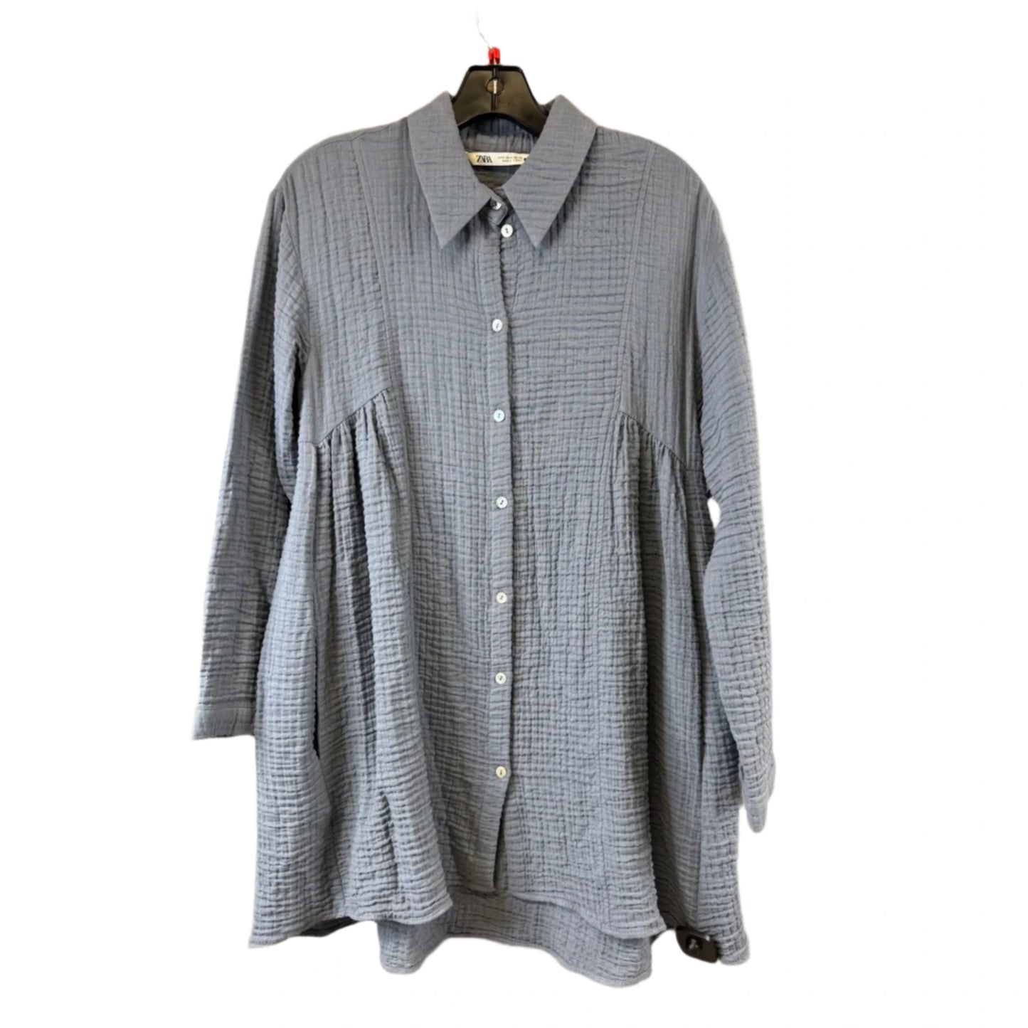 Tunic Long Sleeve By Zara In Grey, Size: S