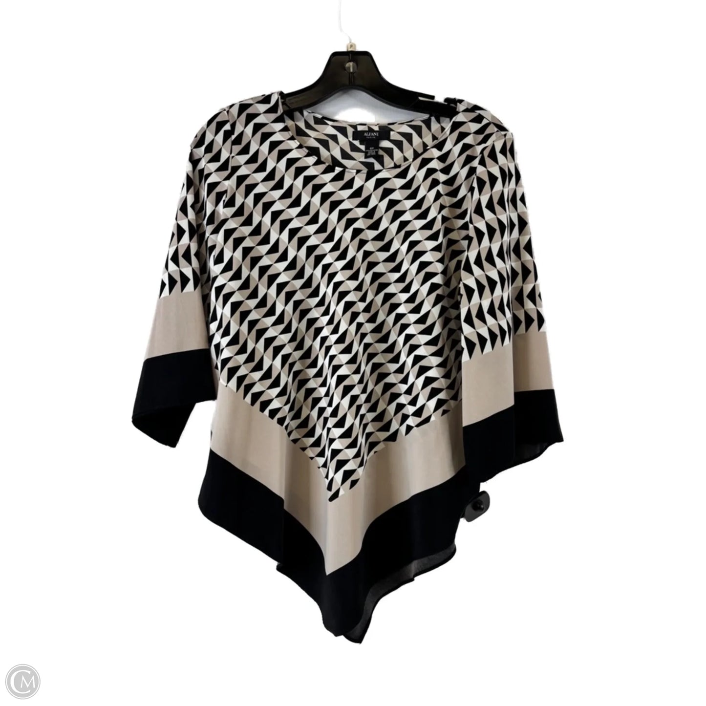 Top Short Sleeve Basic By Alfani In Black & Tan, Size: Sp