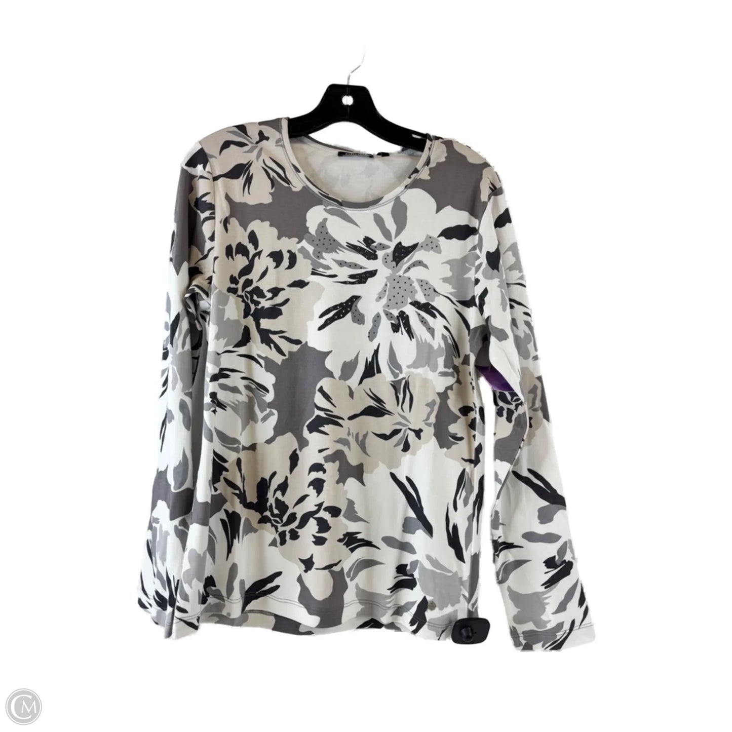 Top Long Sleeve By Clothes Mentor In Tan & White, Size: M