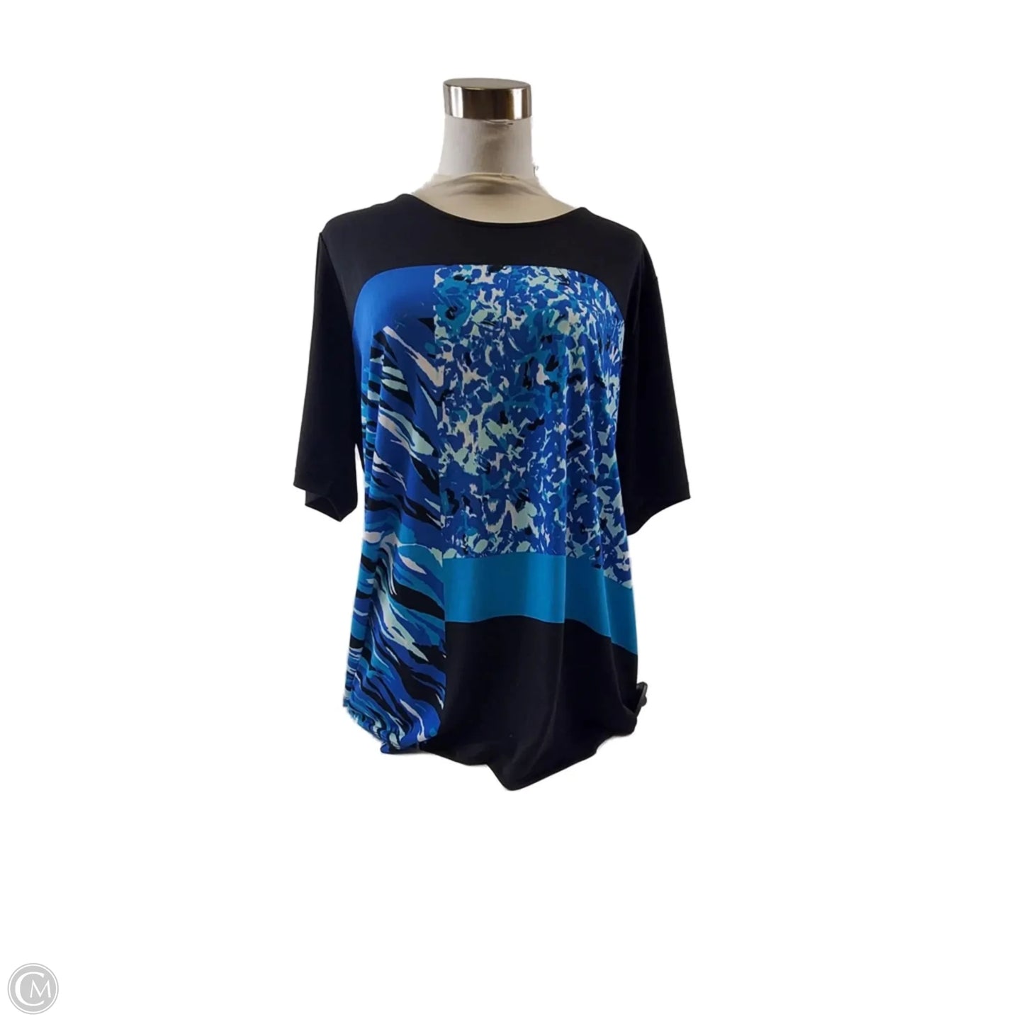 Top Short Sleeve By Cj Banks In Black & Blue, Size: Xl
