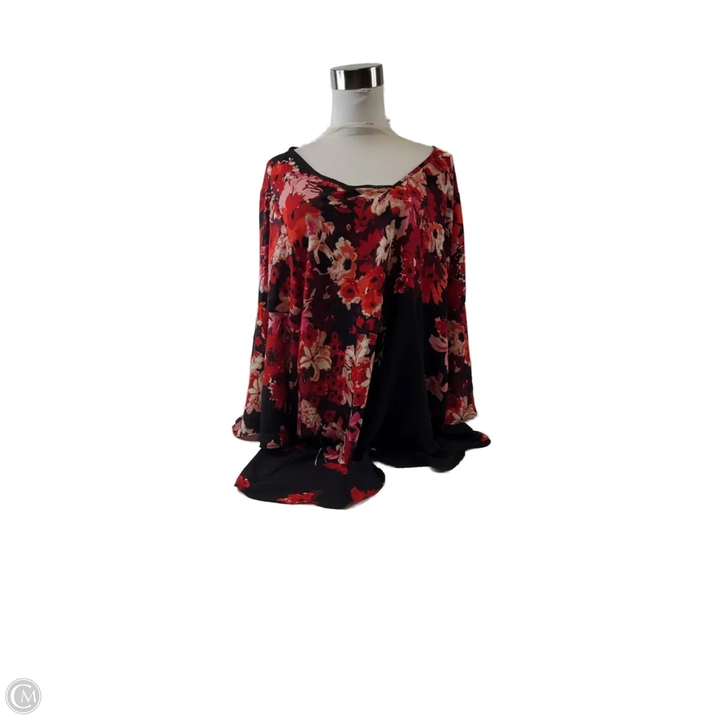 Top 3/4 Sleeve By Chenault In Black & Red, Size: 1x