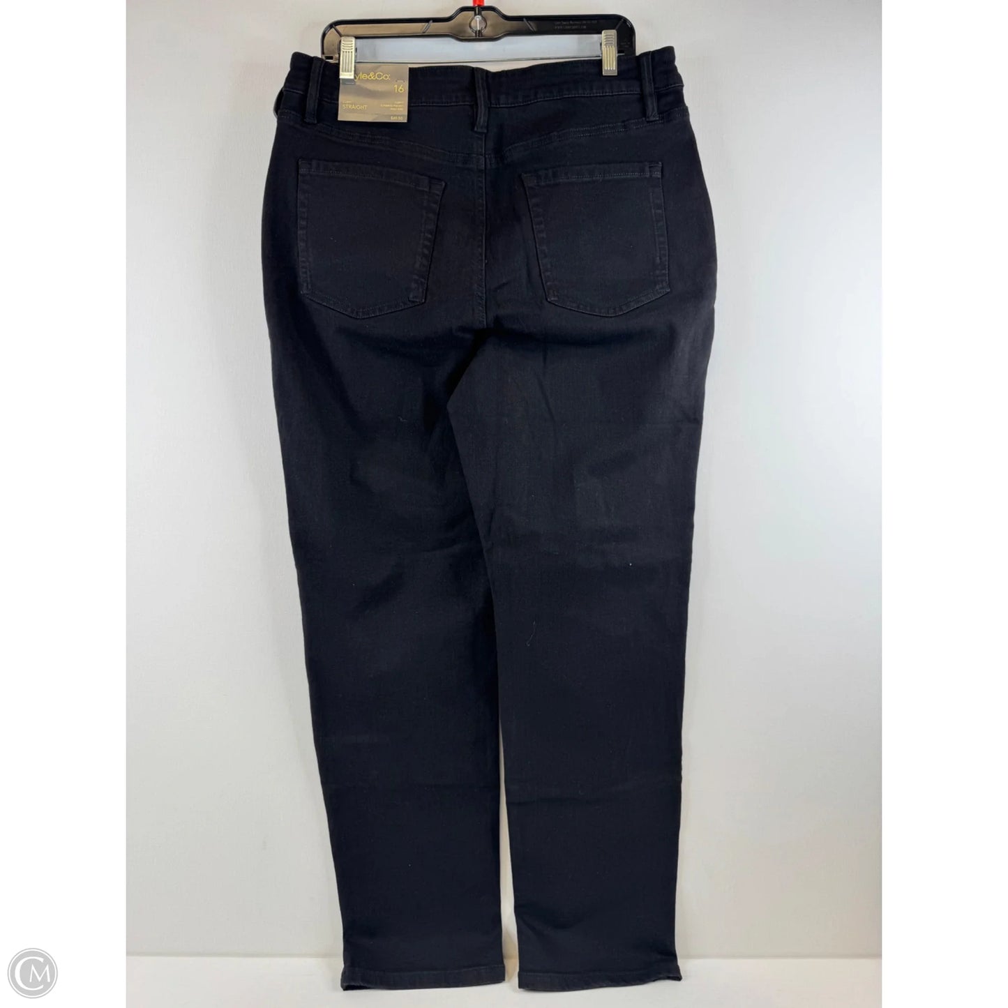 Jeans Straight By Style And Company In Black Denim, Size: 16