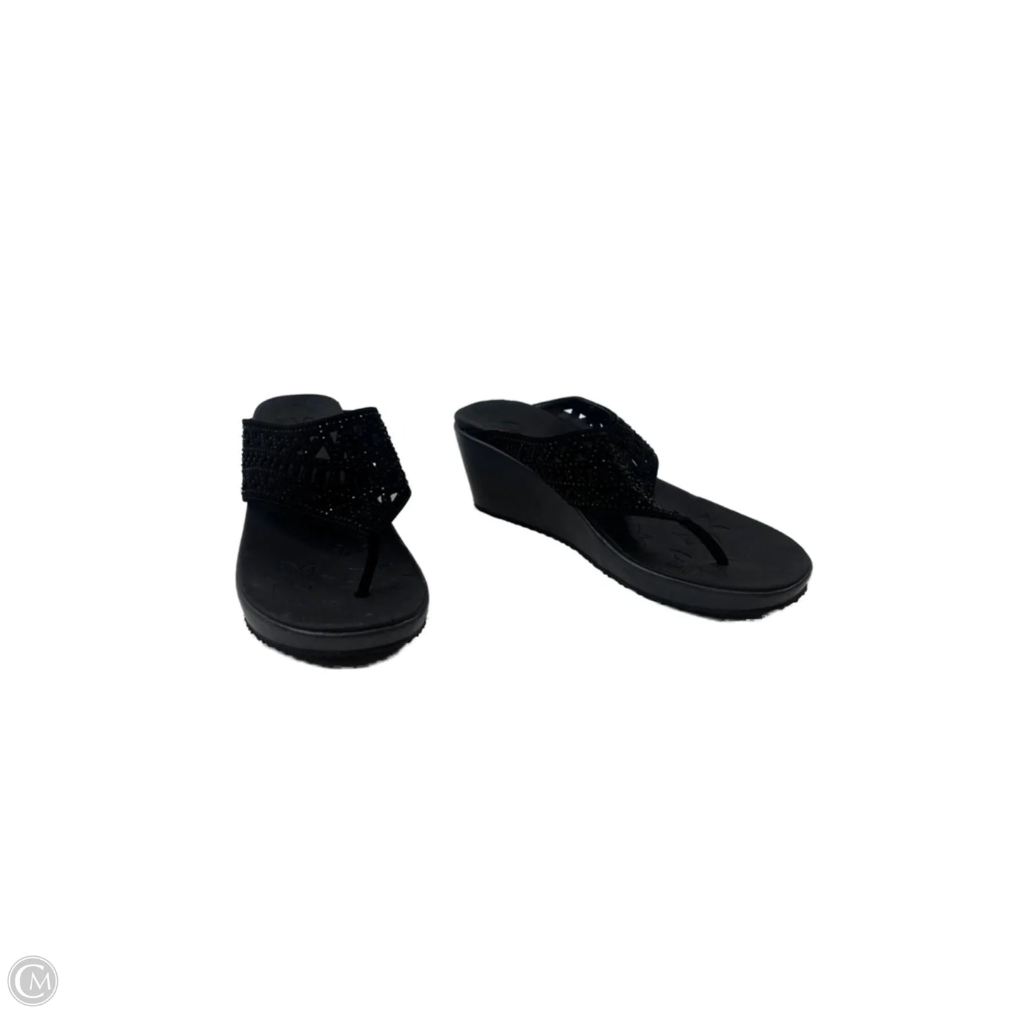 Sandals Heels Wedge By Skechers In Black, Size: 9