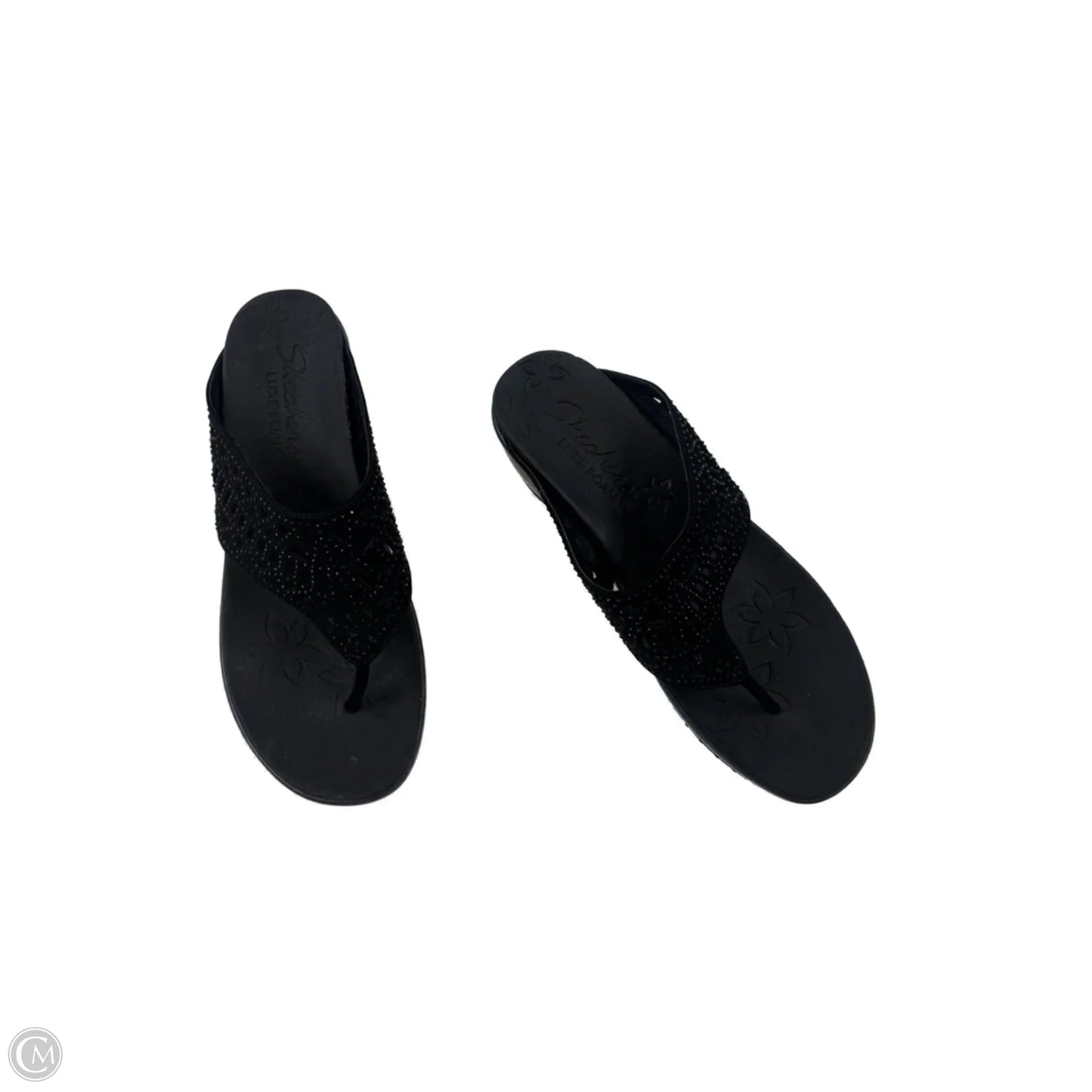 Sandals Heels Wedge By Skechers In Black, Size: 9