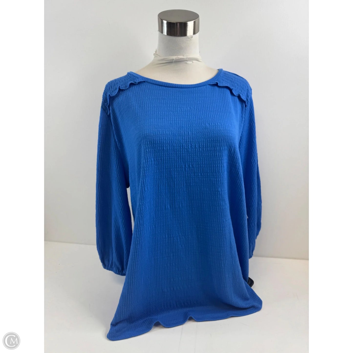 Top 3/4 Sleeve By Liz Claiborne In Blue, Size: Xl