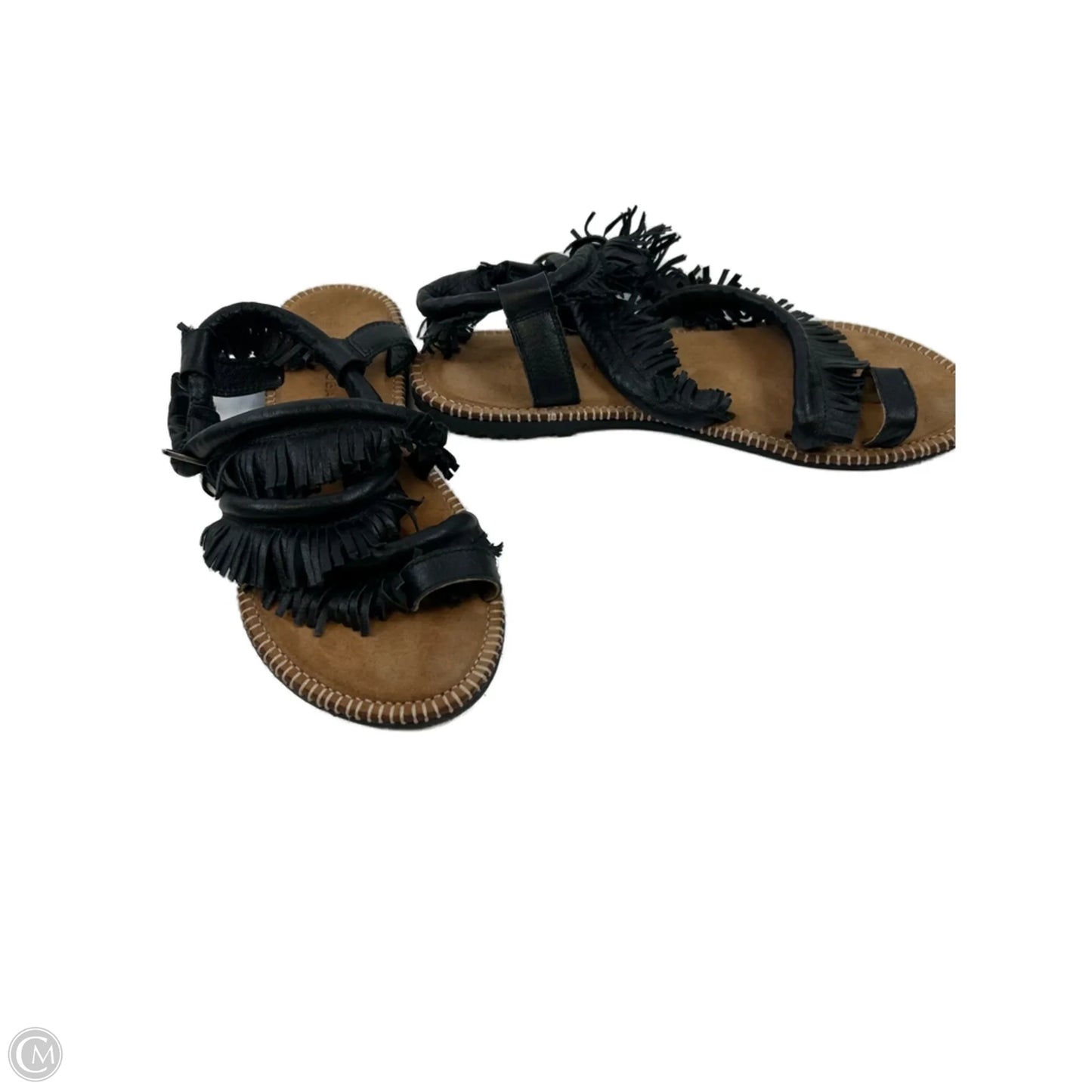 Sandals Flats By Clothes Mentor In Black & Tan, Size: 10