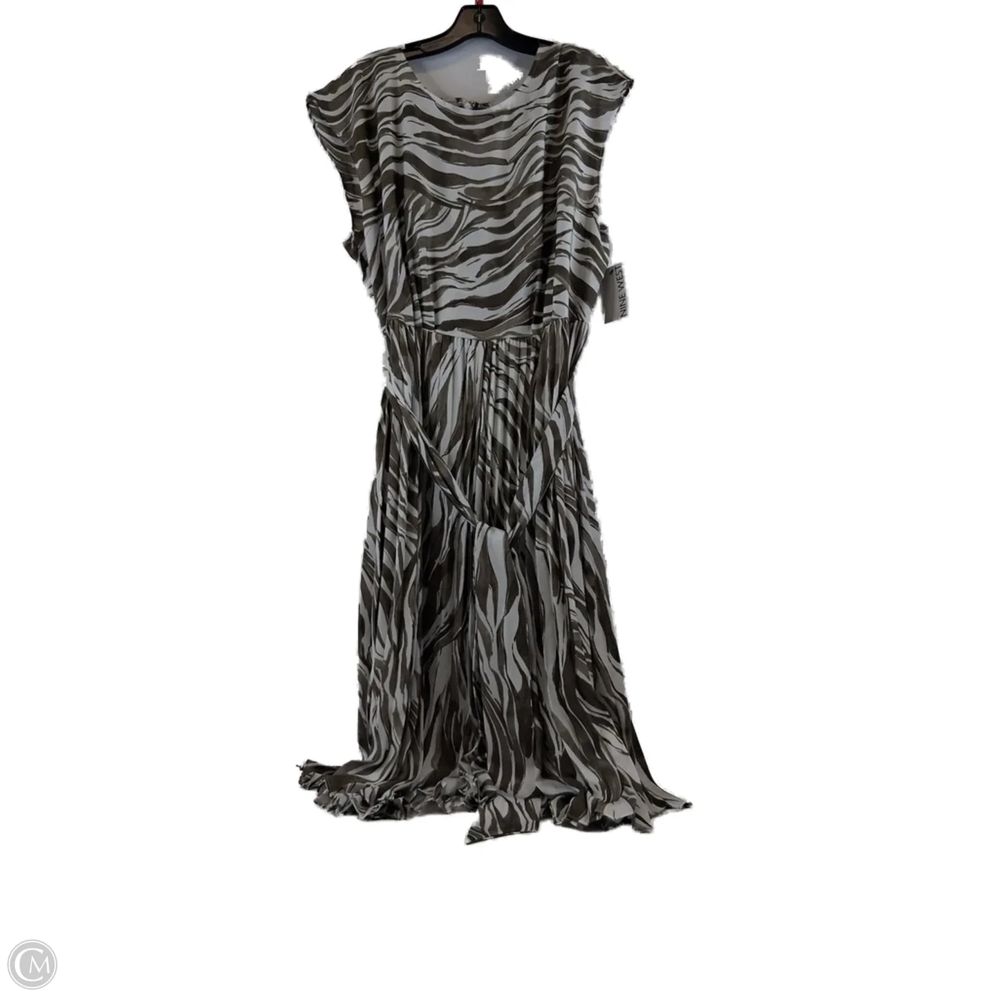 Dress Casual Midi By Nine West Apparel In Brown & White, Size: Xl