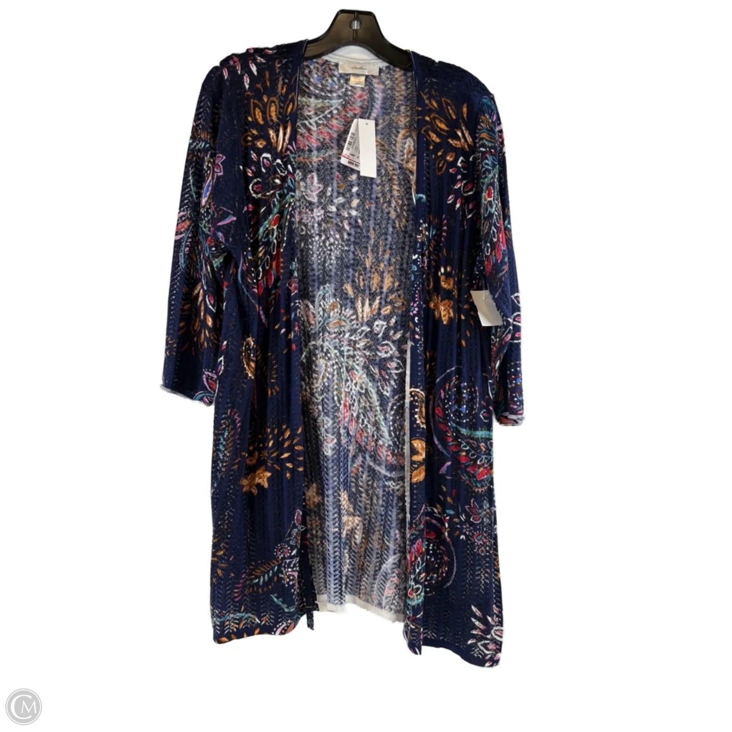Cardigan By Cj Banks In Blue & Gold, Size: Xl