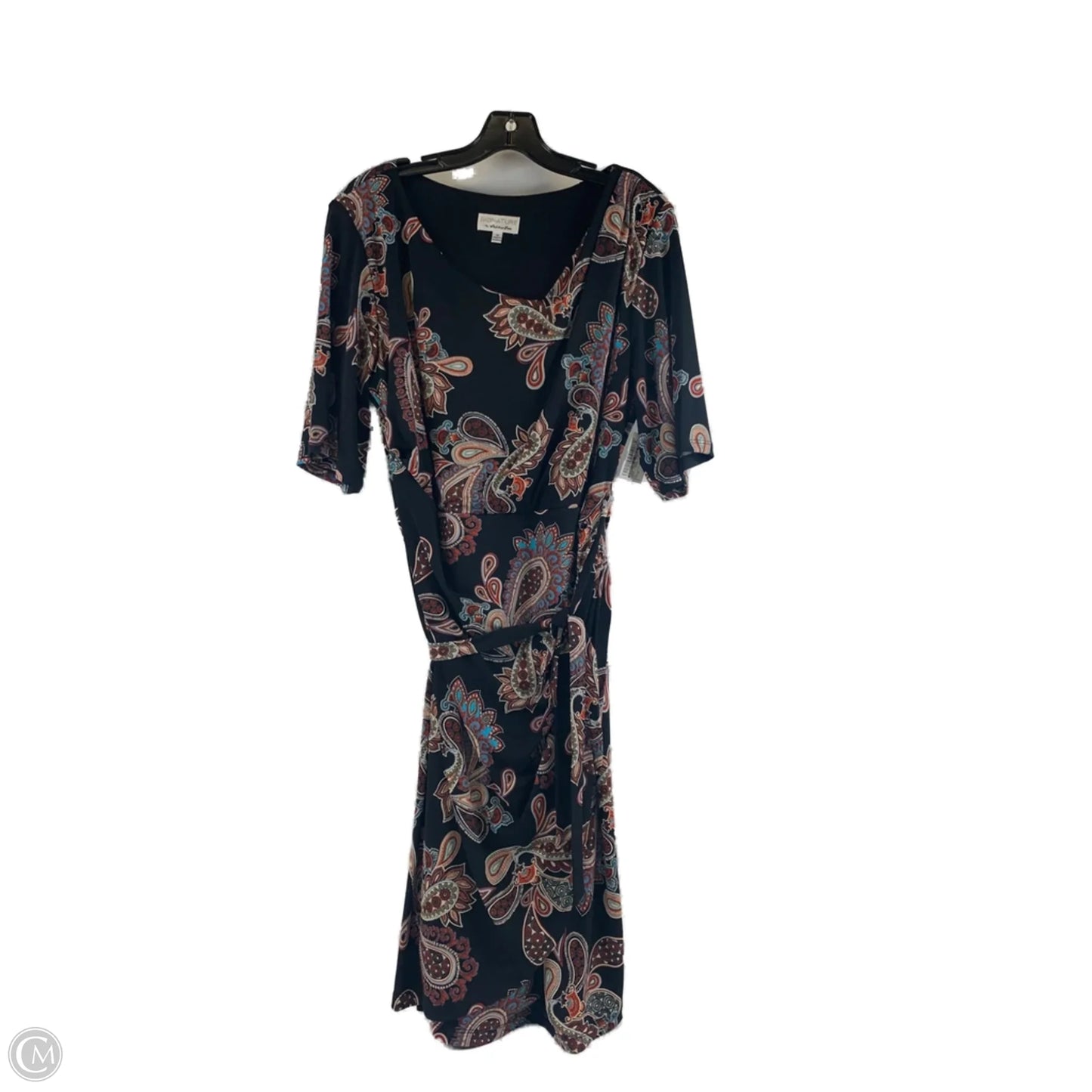 Dress Casual Midi By Signature By Robbie Bee In Black & Orange, Size: 1x