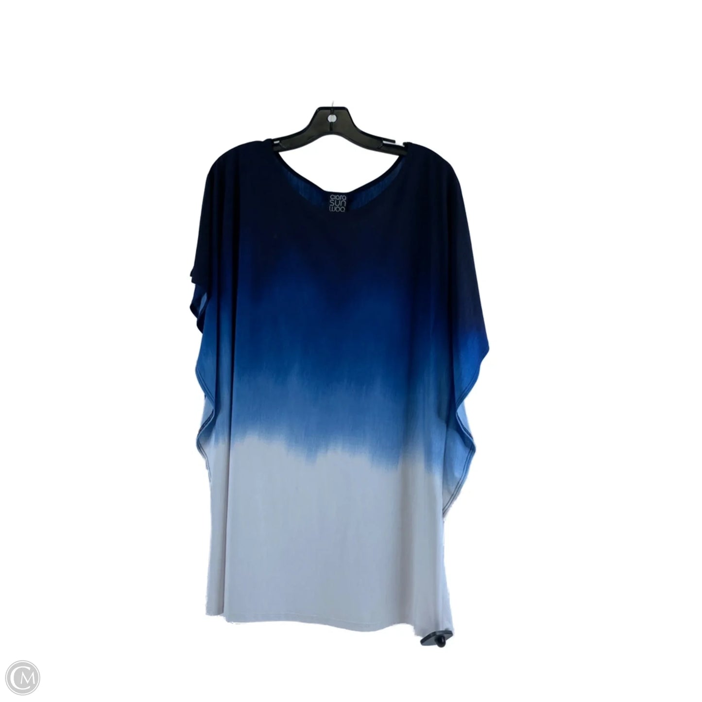 Top Short Sleeve By Clara Sun Woo In Blue & White, Size: L