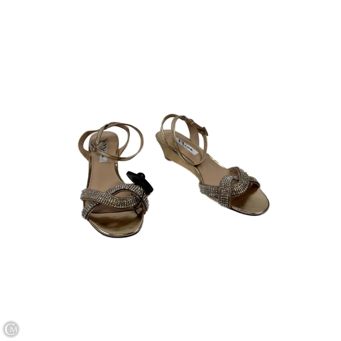 Sandals Heels Wedge By Nina In Gold, Size: 8.5