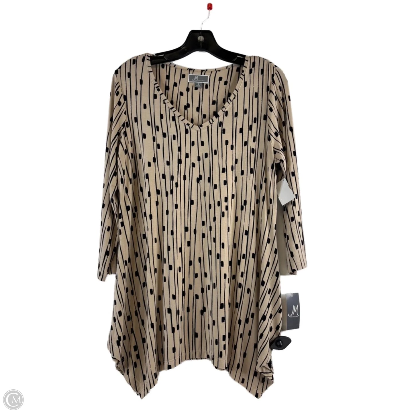 Top 3/4 Sleeve By Jm Collections In Black & Tan, Size: S