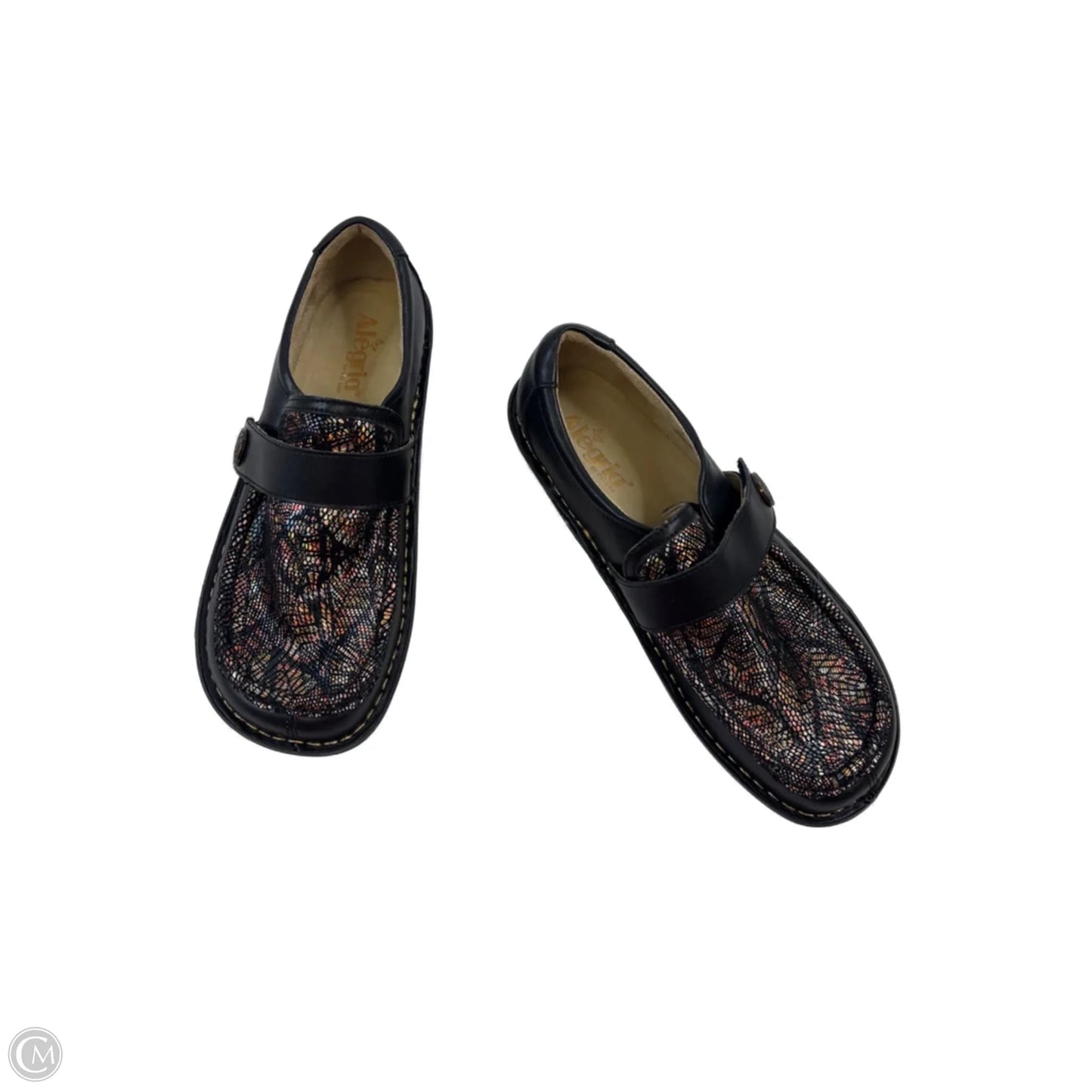 Shoes Flats By Alegria In Black & Gold, Size: 9