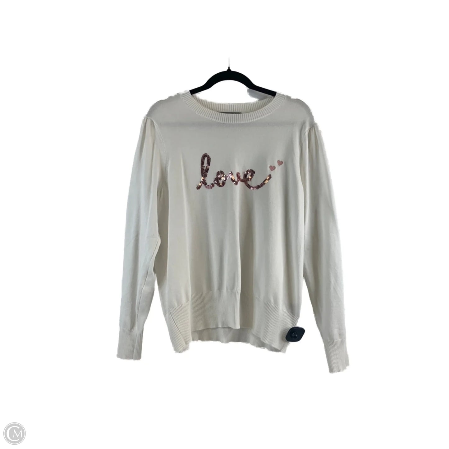 Top Long Sleeve By Marled In Pink & White, Size: Xl