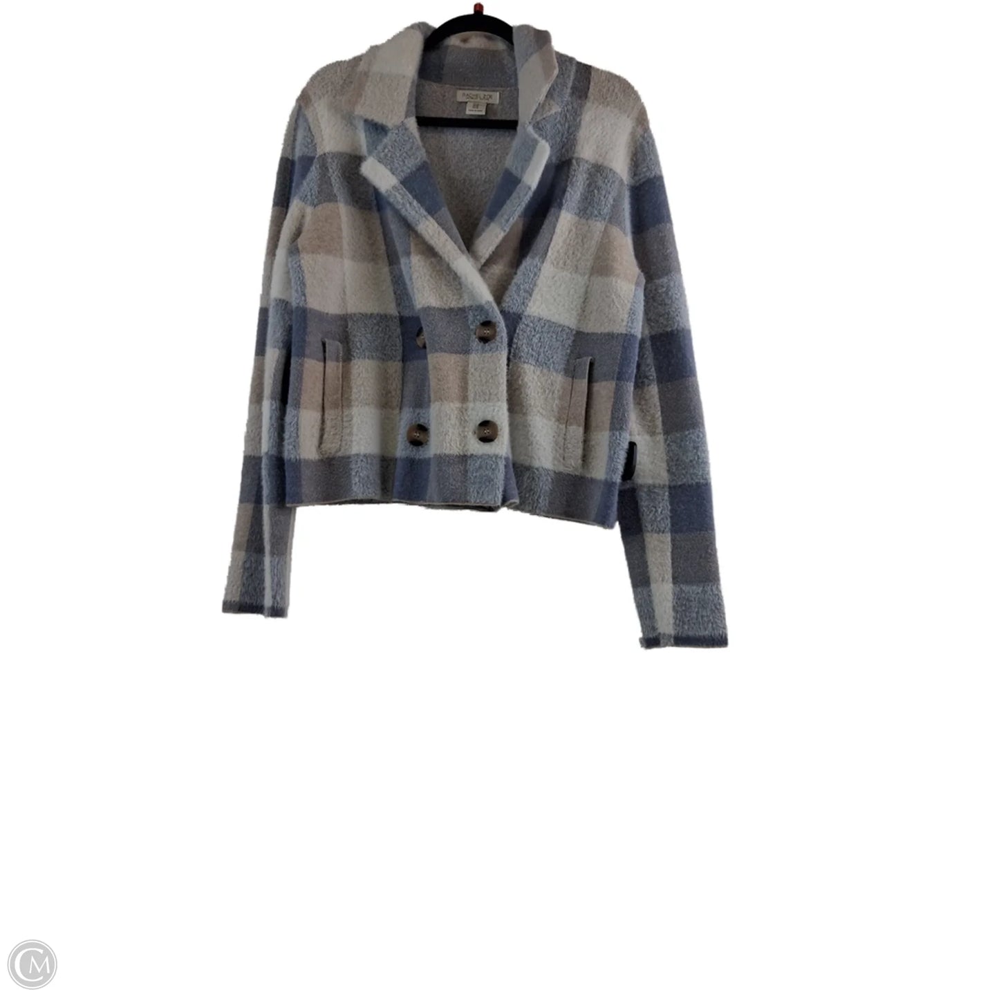Jacket Shirt By Rachel Zoe In Blue & Tan, Size: M