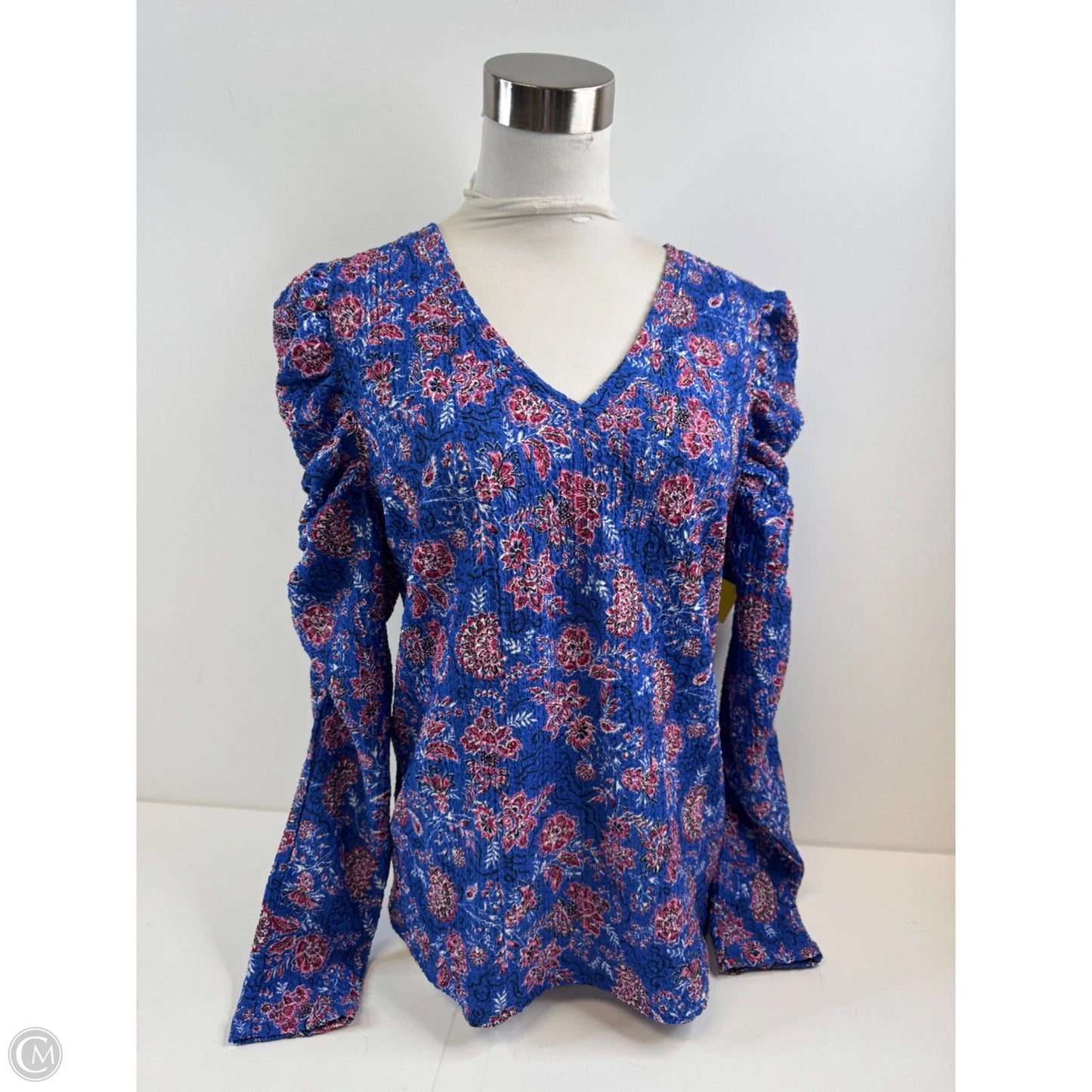 Top Long Sleeve By Loft In Blue & Red, Size: M