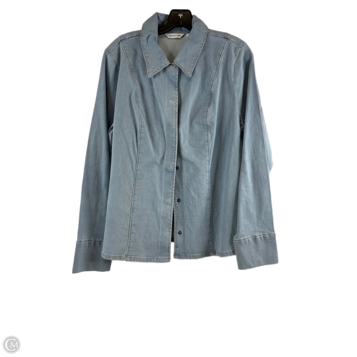 Top Long Sleeve By Peace Love World In Blue Denim, Size: M