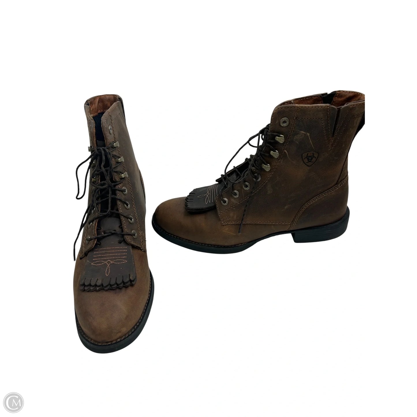 Boots Ankle Heels By Ariat In Brown, Size: 8.5