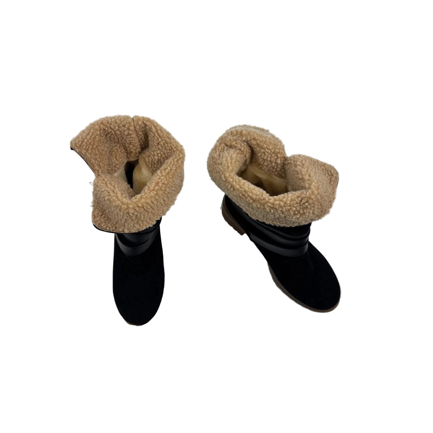 Boots Ankle Heels By Cme In Black & Tan, Size: 8